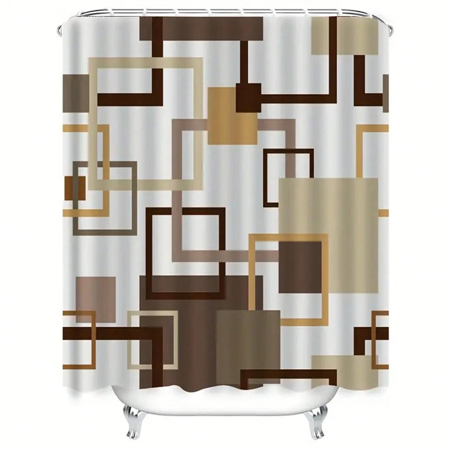 GLKSDLPO Modern Brown Geometric Pattern Shower Curtain, Print Design For Bathroom Windows, Home Bathroom Decor, Autumn Decoration(165x214cm/65x84in(WxH)
