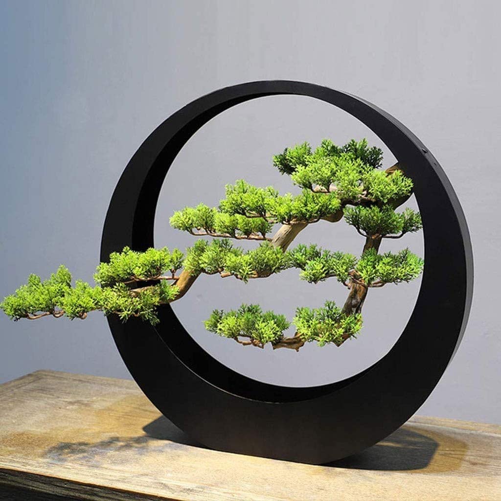 Plantes et Fleurs artificielles/Arbres artificiels Nouvel Artiste de Luxe léger de Style Chinois Décoration de la Maison Ornements Zen Pin de Bienvenue Artificiel Bonsaï en Fer forgé S