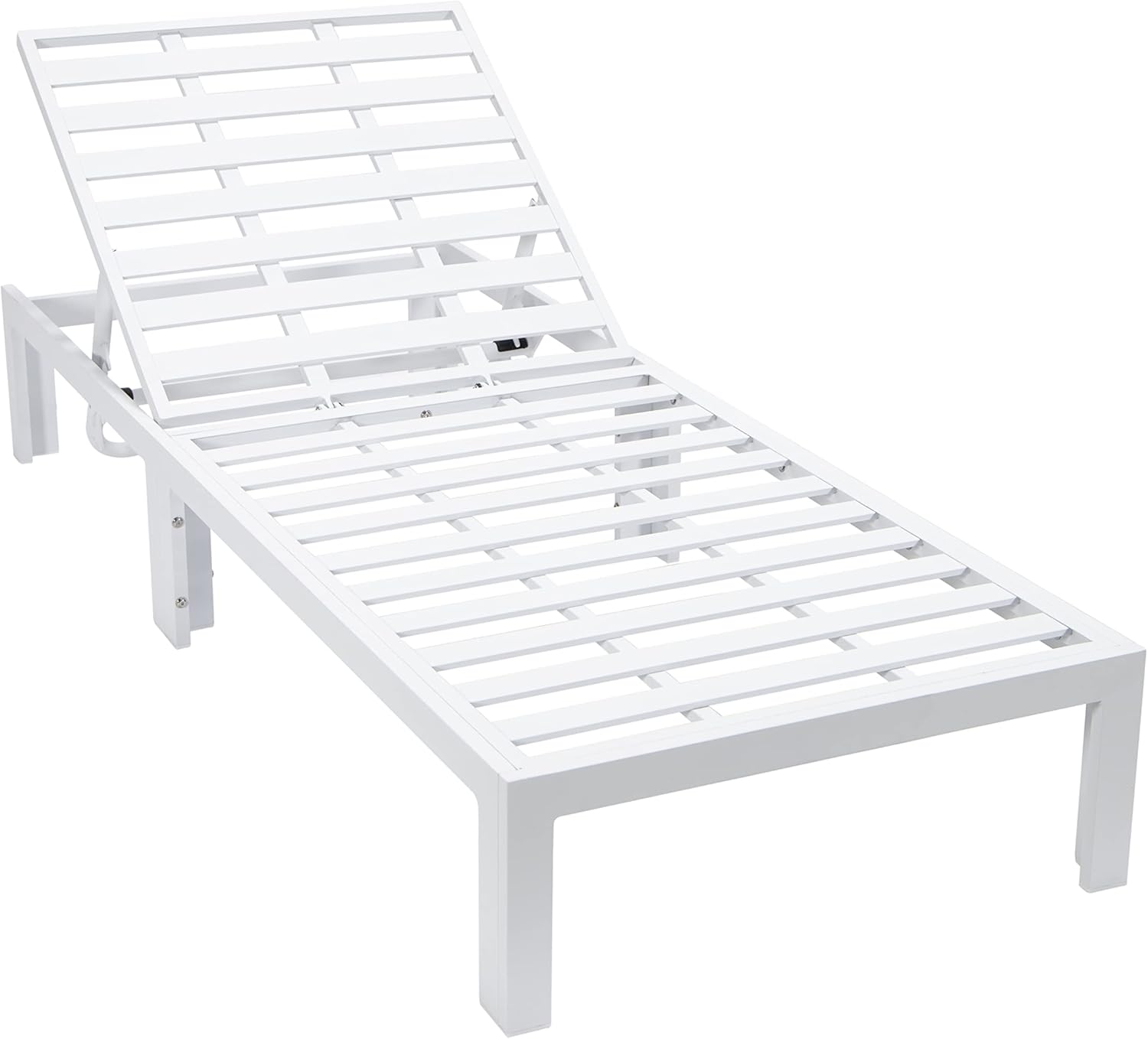 LeisureMod Chelsea Modern White Aluminum Chaise Lounge Outdoor Patio Chair with Cushions, Light Grey