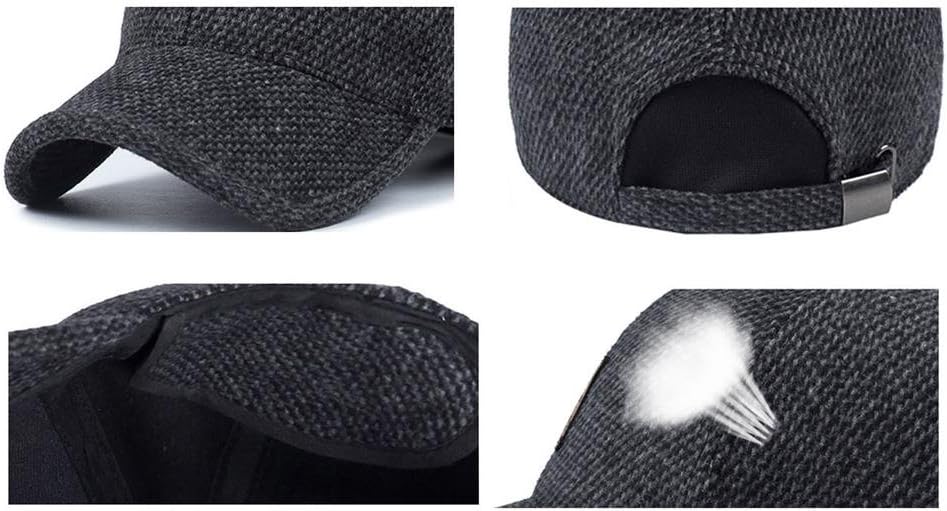 YAKER Men's Winter Warm Woolen Peaked Baseball Cap Hat with Earmuffs Metal Buckle - Image 6