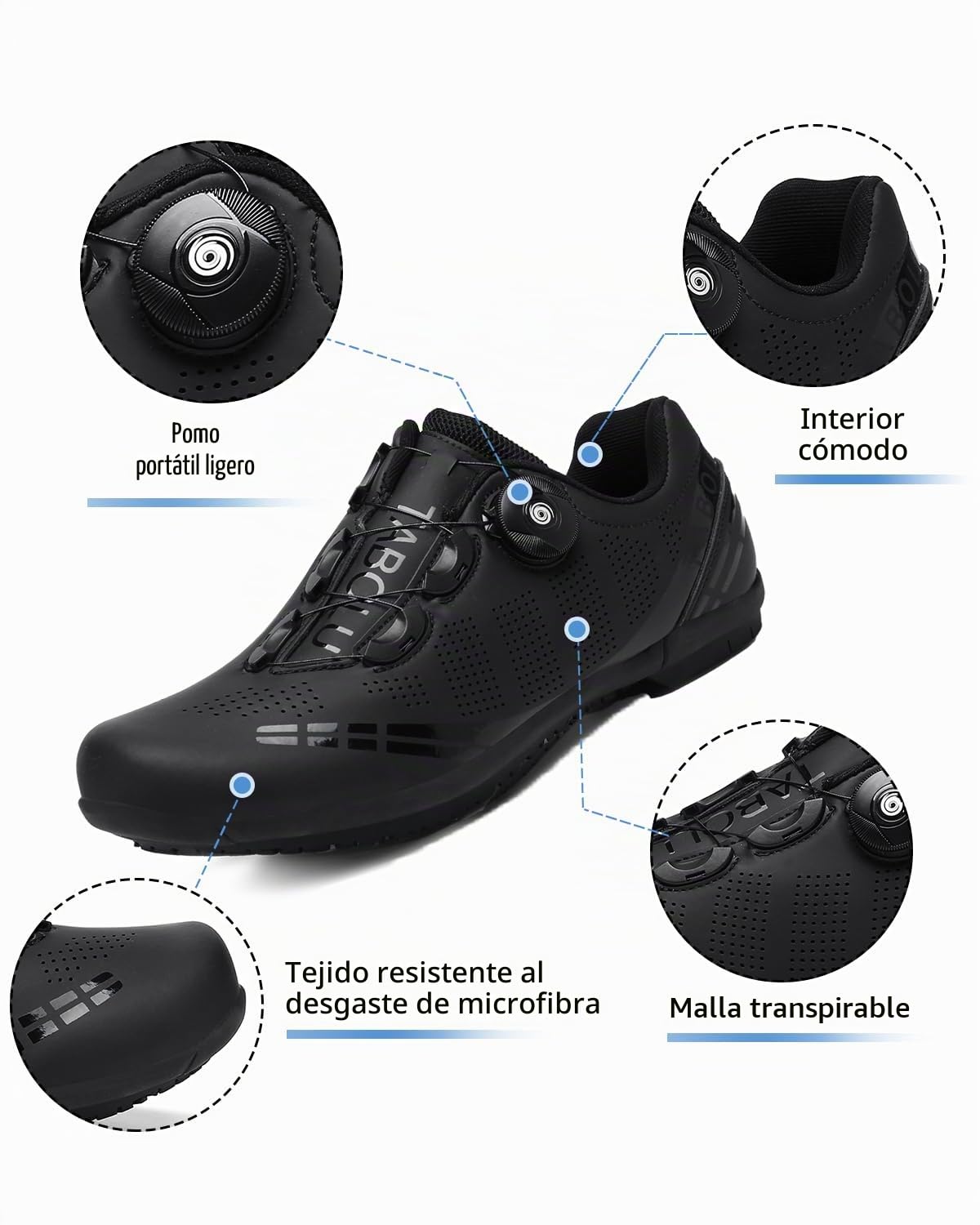 Hixingo Zapatos de Ciclismo para Hombres Carretera Mujeres Zapatos de montar en Carretera y Montaña, Goma Suela Zapatos de Bicicleta sin Bloqueo 36-47 EU