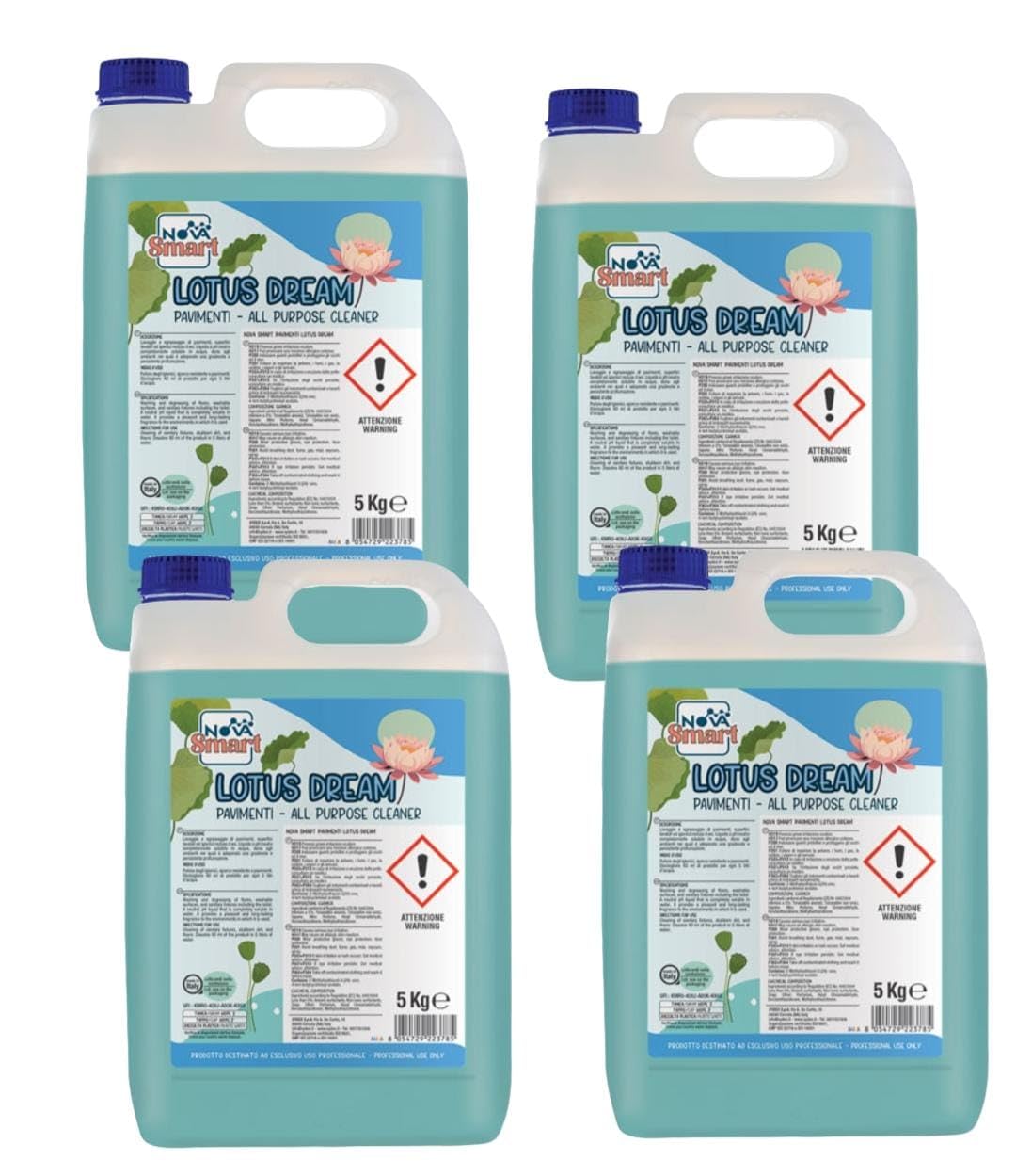 Detergente detersivo per Pavimenti profumato 5KG. Detergente per robot lavapavimenti. Ideale per pavimenti lucidi in gres, marmo. Conf. 4 taniche