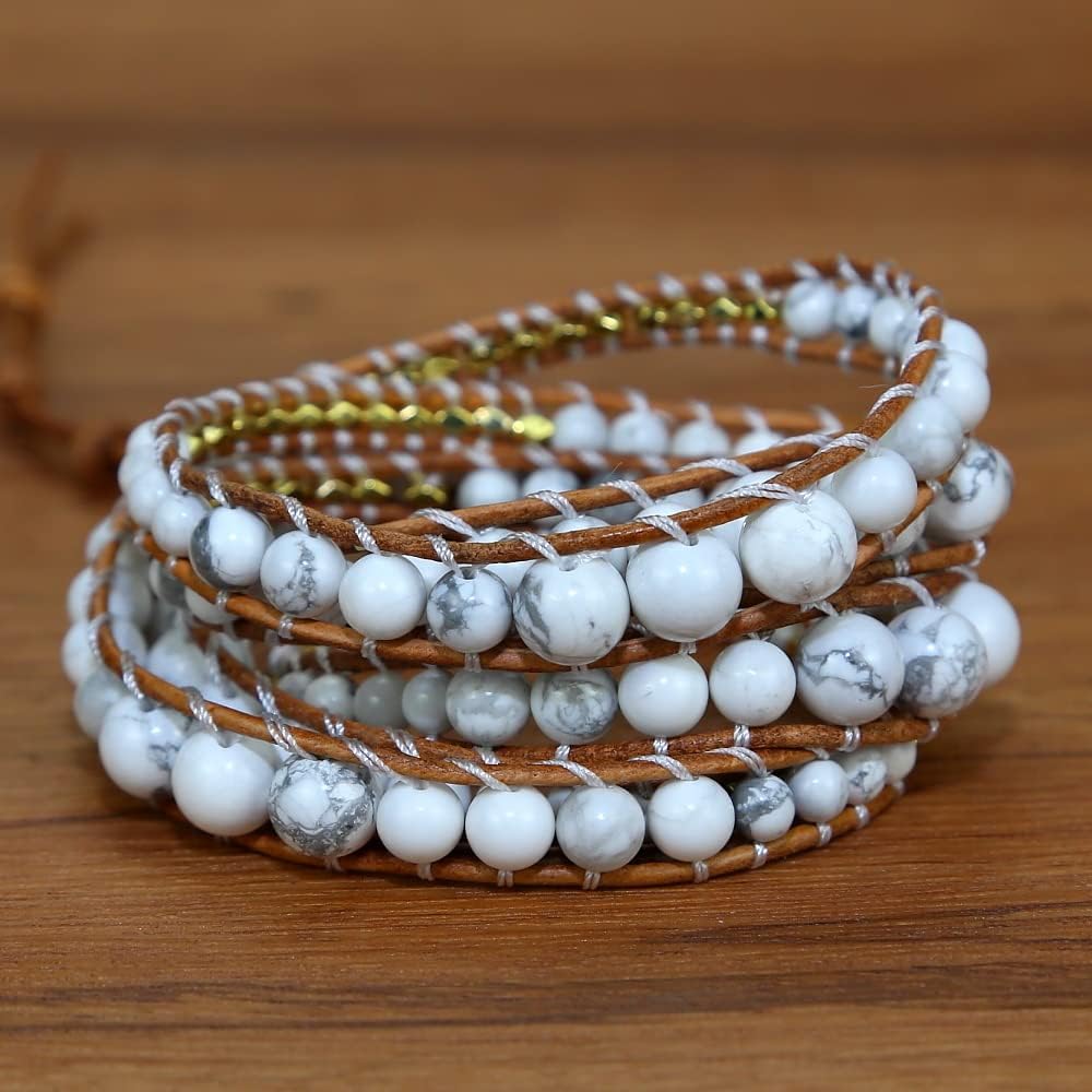 ZOSOJONA Boho Wrap Bead Bracelet for Women - Handmade Adjustable Natural Stone Beaded Bracelets Yoga Healing Bracelet Bangle Hippie Jewelry