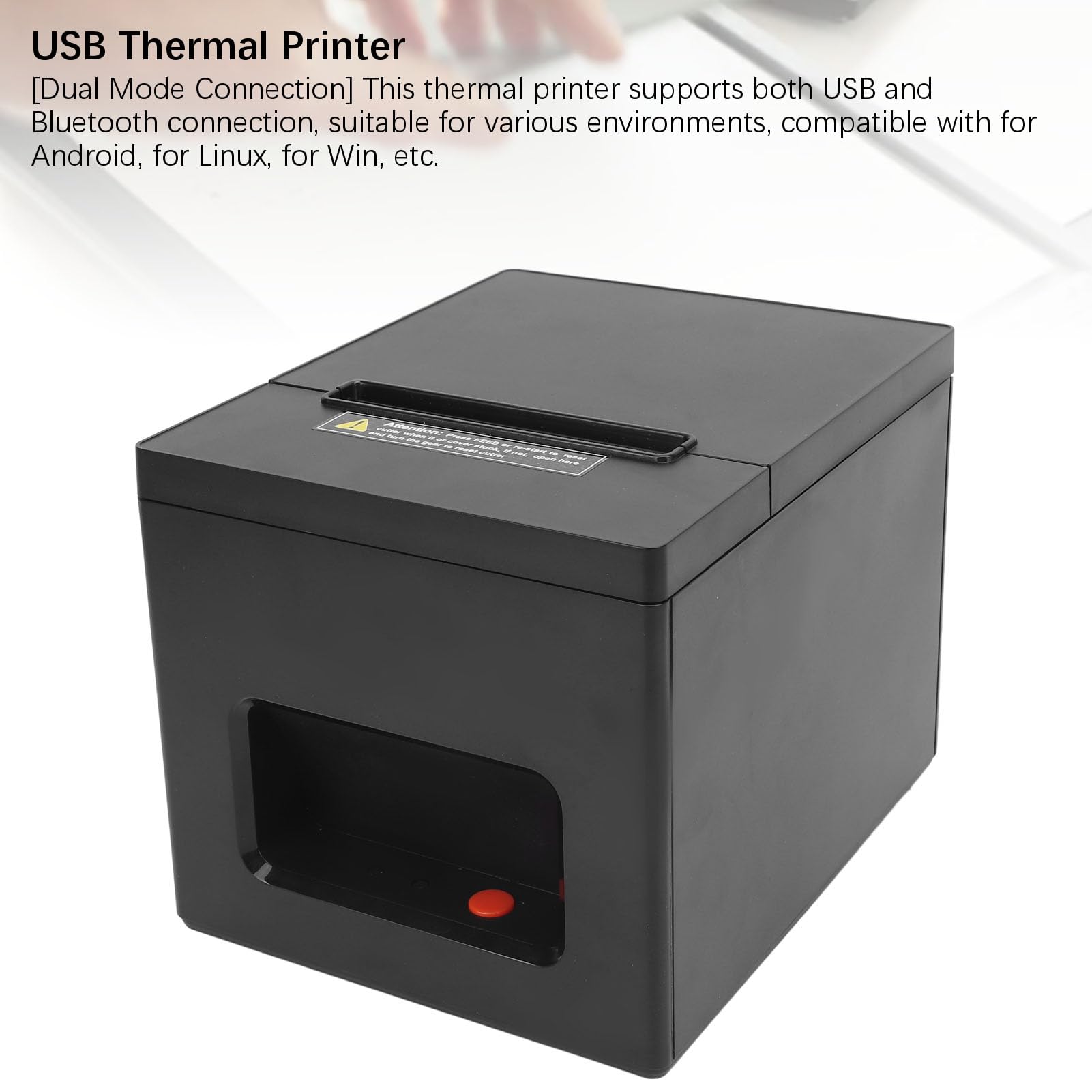 GOWENIC 80mm Thermal -Quittungsdrucker, POS -Quittungsdrucker mit USB- und Bluetooth -Verbindung, Unterstützung bei der Geldschublade, Grafikdruck (EU-Stecker)