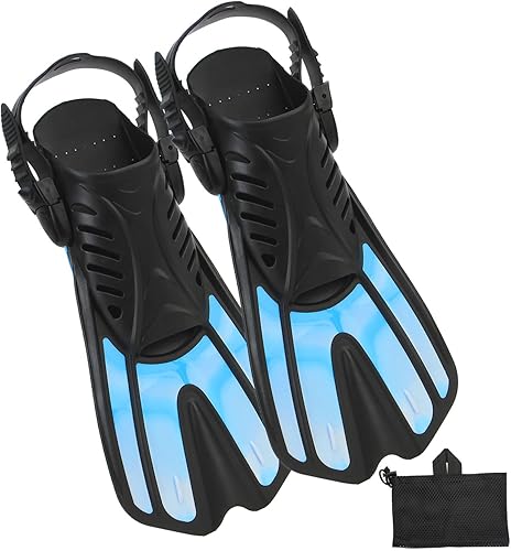 Vista 9 de Alatas de buceo y equipo de esnórquel para adultos, aletas de snorkel, aletas de natación abiertas, ajustables, para hombres, mujeres, niños, aletas