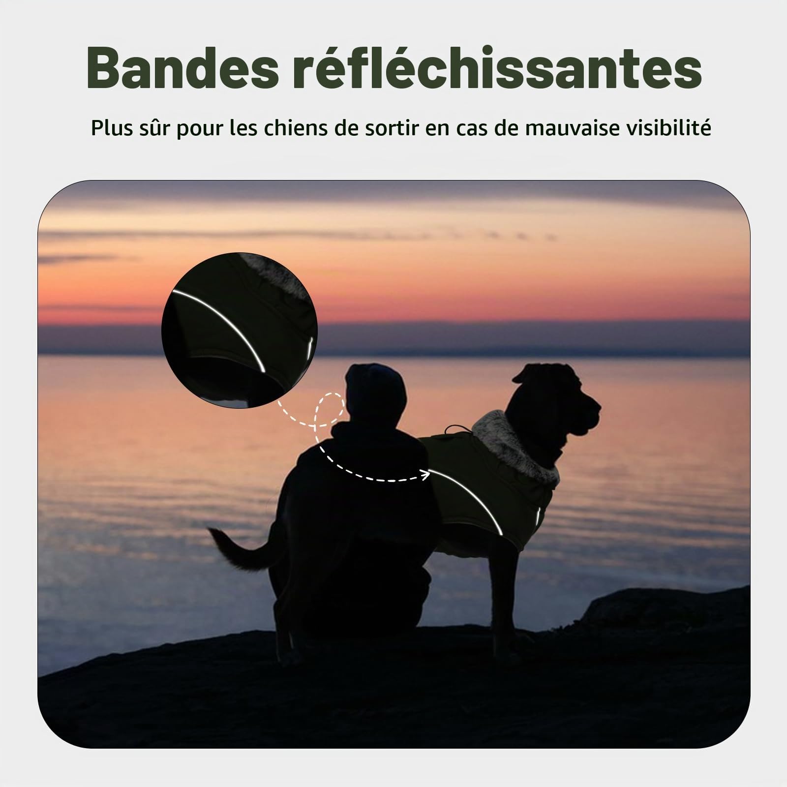Manteaux d'hiver pour Chiens, Manteau Polaire Chien Grande Gilet Chien Hiver Manteau pour Bouledogue Francais Chihuahua avec Bandes Réfléchissantes(Vert Armée, 2XL)