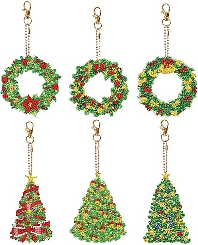 Miniatura 1 de 5 piezas DIY 5D Navidad camión rojo diamante pintura llavero kits para adultos camión de Navidad diamante arte llavero llavero