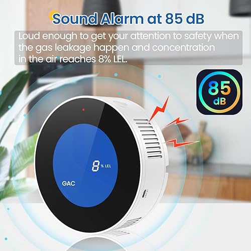 Miniatura 4 de Detector de gas natural 2.0 mejorado para el hogar, detector de metano de propano para cocina, cámper, caravana, garaje con pantalla digital de