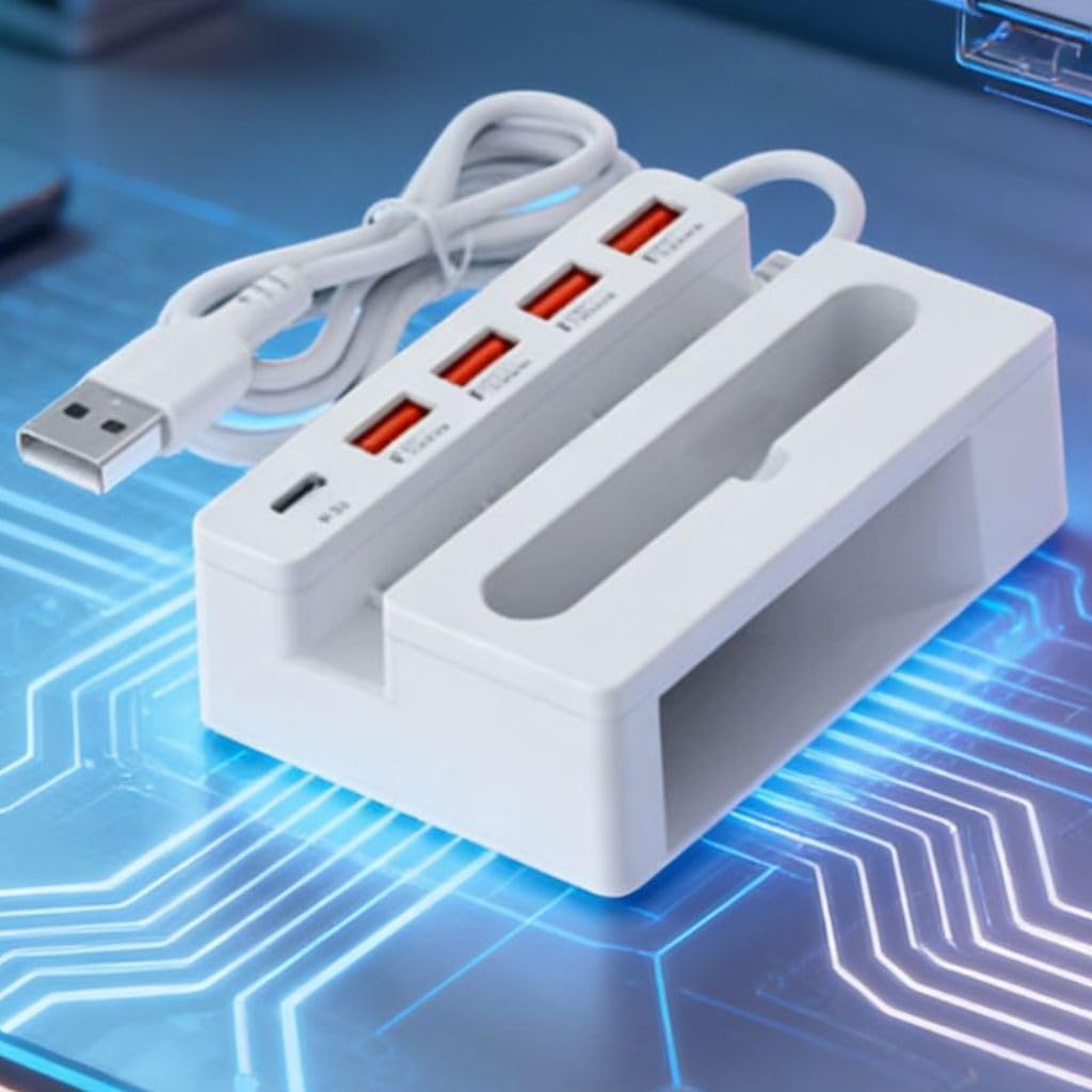 1-Pcs 5 USB Ports Charging Station for Multiple Devices with Holder Stand,Tablet and Other Electronic