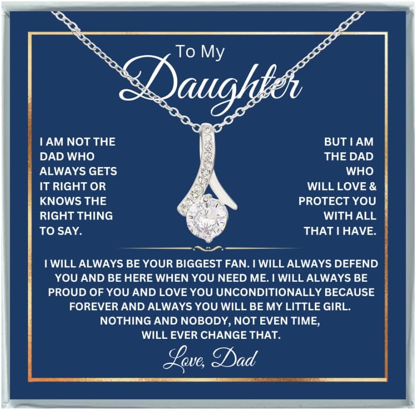 To My Daughter Necklace From Dad With Heartfelt Message, Daughter Birthday Present From Dad, Jewelry Gifts For Graduation for Her From Mom or Daddy, 14K Pendant