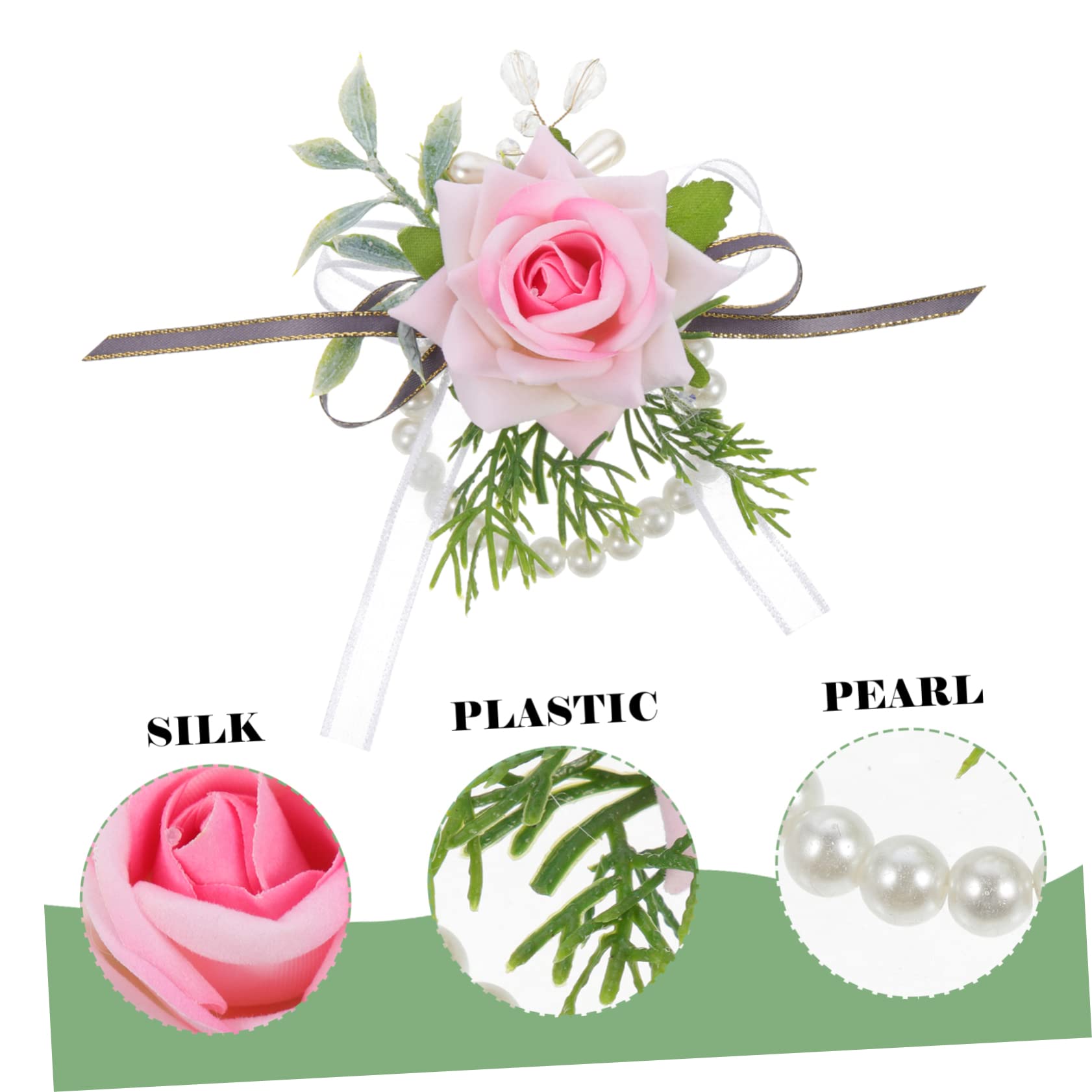 Fiore del Polso Decorazioni per Matrimoni Cestino Ghirlanda mazzolino Kit Ragazza Spillo decori del Braccialetto della Sposa Fiori da Polso da Damigella d'Onore plastica Rosa