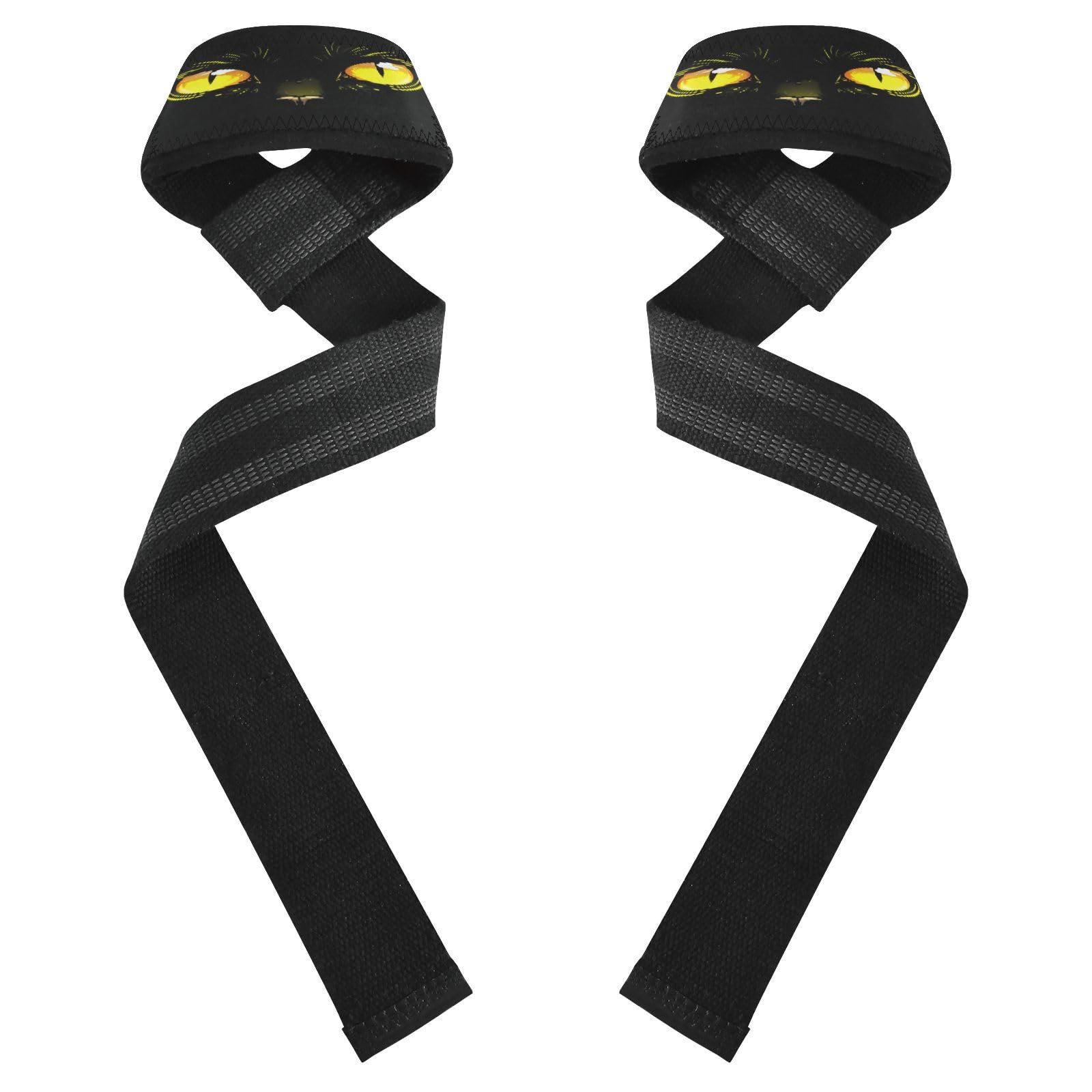 STAYTOP A Black Cat with Glowing Eyes Wrist Straps for Weightlifting,Lifting Straps with Neoprene Cushioned Wrist Padded and Anti-Skid Silicone for Strength Training,Bodybuilding,Deadlifting