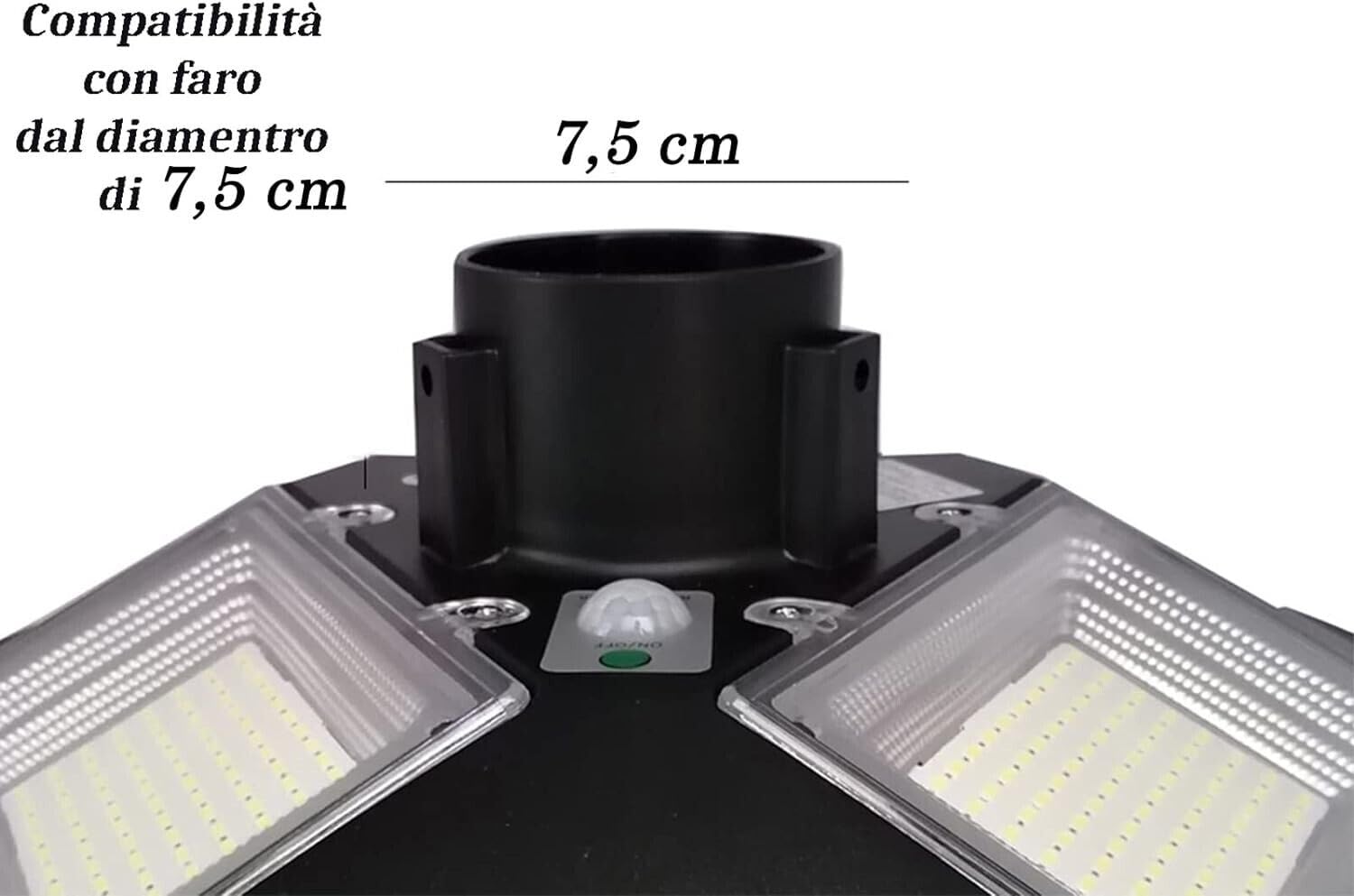 Staffa Palo Supporto Lampione Faro Stradale 3 Metri Metallo Nero per LED Solare Telecamere