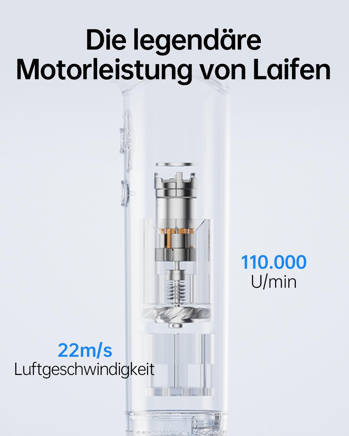 Laifen Haartrockner 200 Million Negativ Ionen Föhn, Reisefön mit 110.000 U/min bürstenloser Motor für schnelles Trocknen, Hochgeschwindigkeit Fön geräuscharm mit Magnetdüse(Silber)