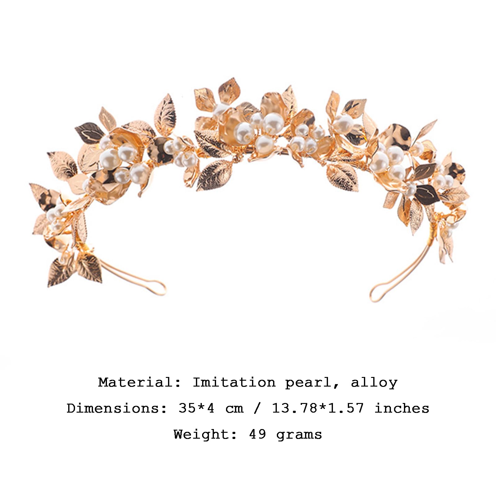 Cerchietto per Capelli da Sposa Fatto A Mano con Fiori per Donne Elegante Accessorio per Capelli da Principessa in Oro E Perle,d'oro