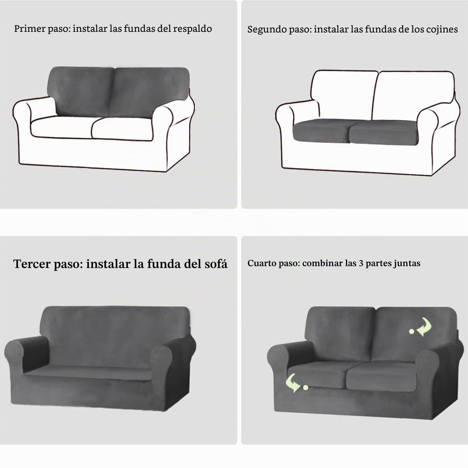 Juego de Funda de sofá de 2 plazas 5 Piezas, Fundas de sofá de Terciopelo elástico súper Suave, Fundas de sofá con 2 Fundas de Respaldo separadas y 2 Fundas de cojín de Asiento (café Oscuro)