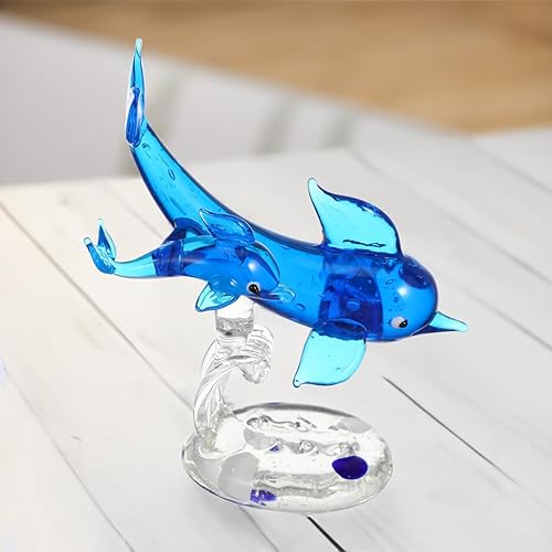 Miniatura 8 de NOLITOY Figura de delfín de cristal, escultura animal de mar, estatua de pisapapeles azul para decoración de escritorio de oficina en casa