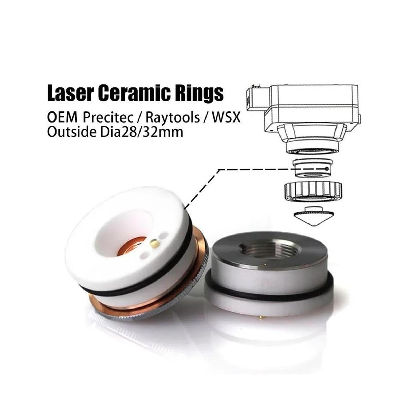 Ceramic Nozzle Holder D32/28 Precitec3D WSX Fiber Laser Cutting And Welding(Precitec KTXB,5PCS)