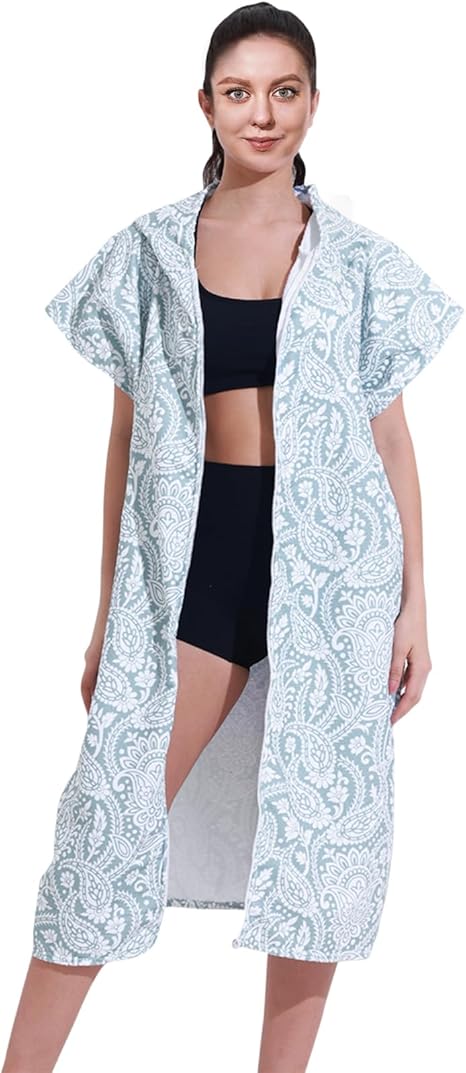 Soft Microfiber Surf Poncho Changing Towel Swim Robe Terry Cloth Swim ...