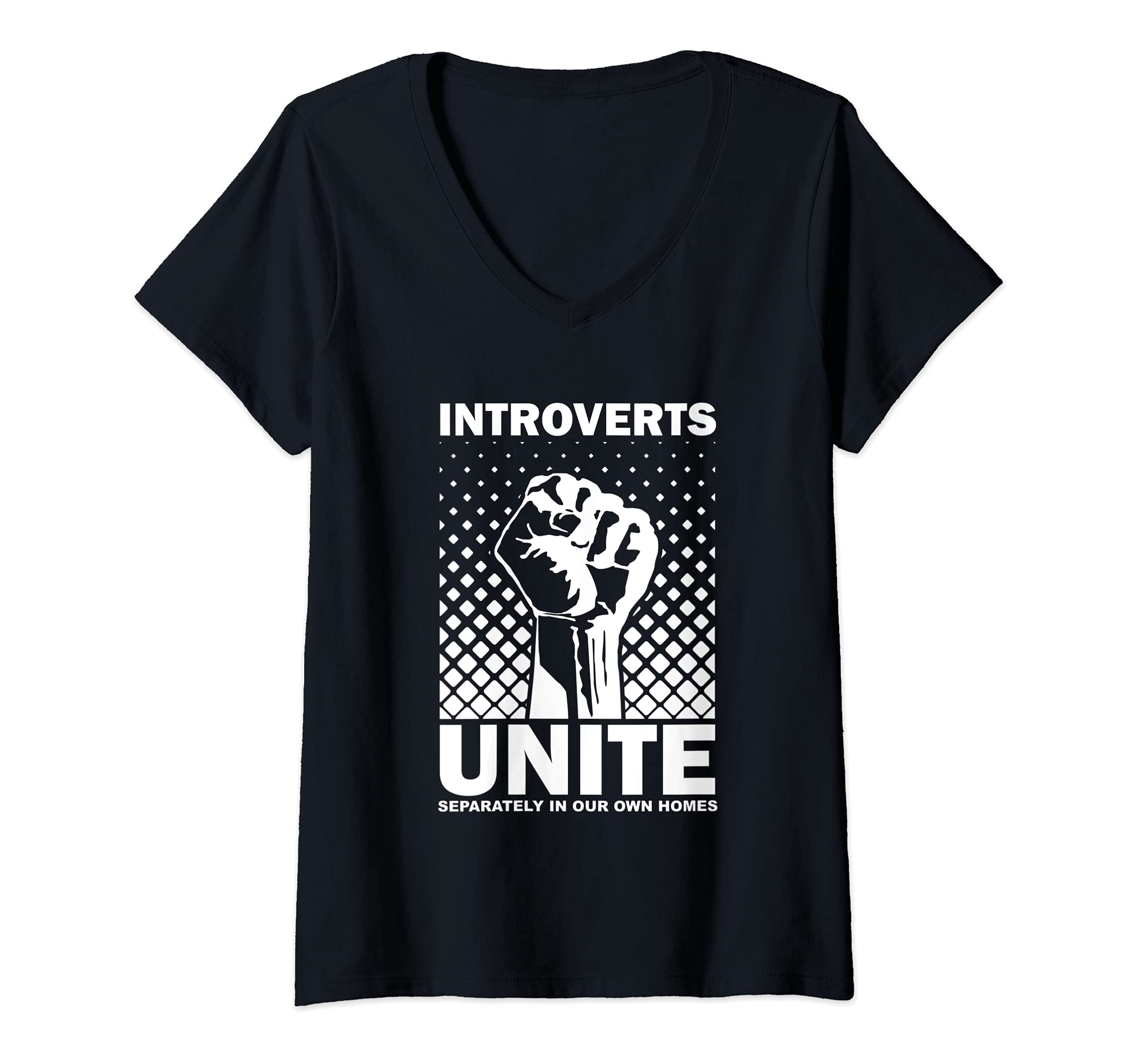 Womens Introverts-Unite Separately In-Our Own-Homes Funny Introvert V-Neck T-Shirt