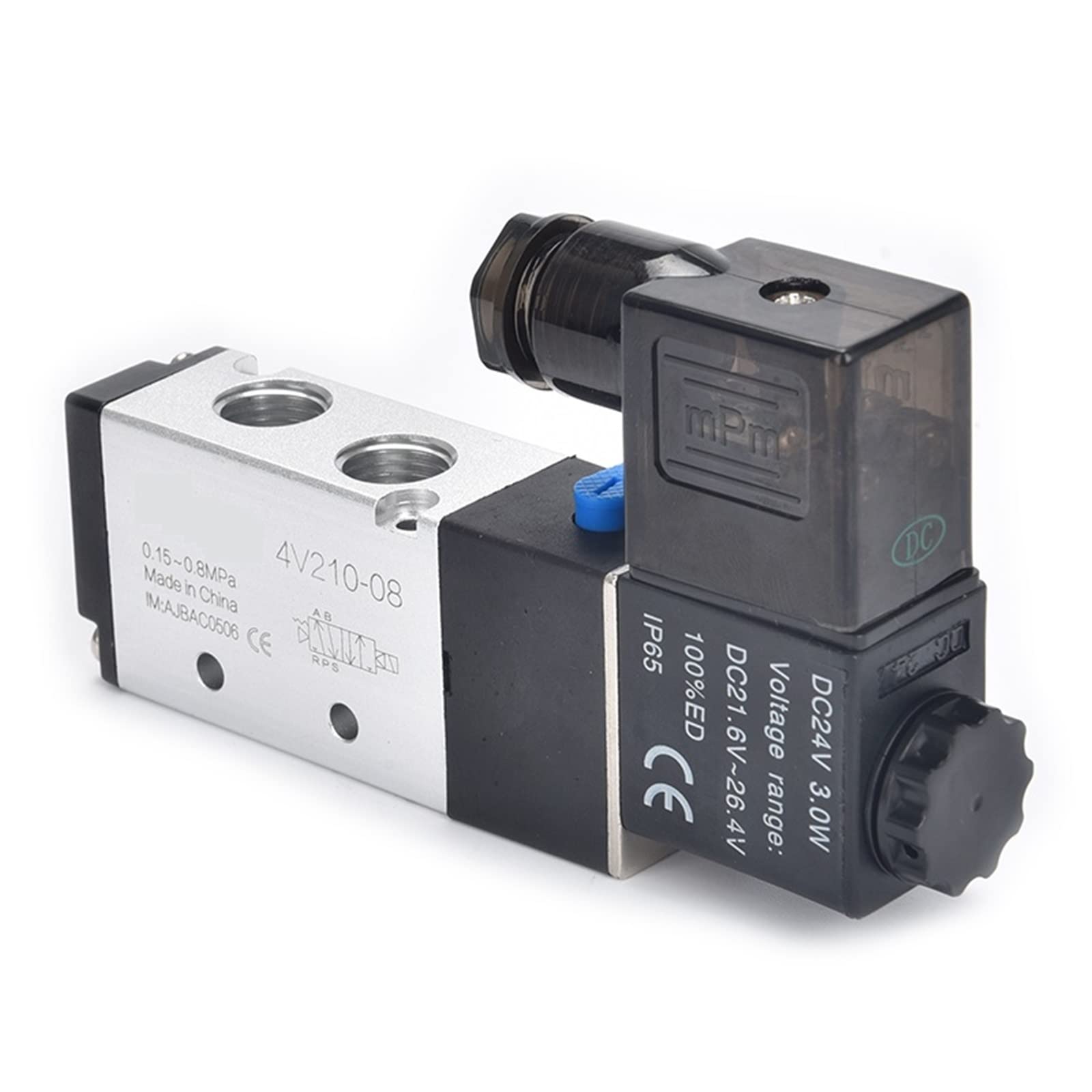 Válvula Solenoide eléctrica neumática 4V210-08, válvula magnética de Gas y Aire con Control de 5 vías y 2 Posiciones, 12V, 24V, 220V, Bobina Volt, 1 Uds.(4v210-08 W Sl402,AC220V)