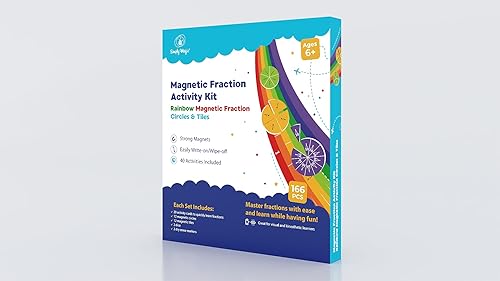 Miniatura 9 de Simply magic Juego de 166 actividades de fracciones magnéticas  Tiras de fracción, azulejos, círculos y barras, manipuladores matemáticos magnéticos