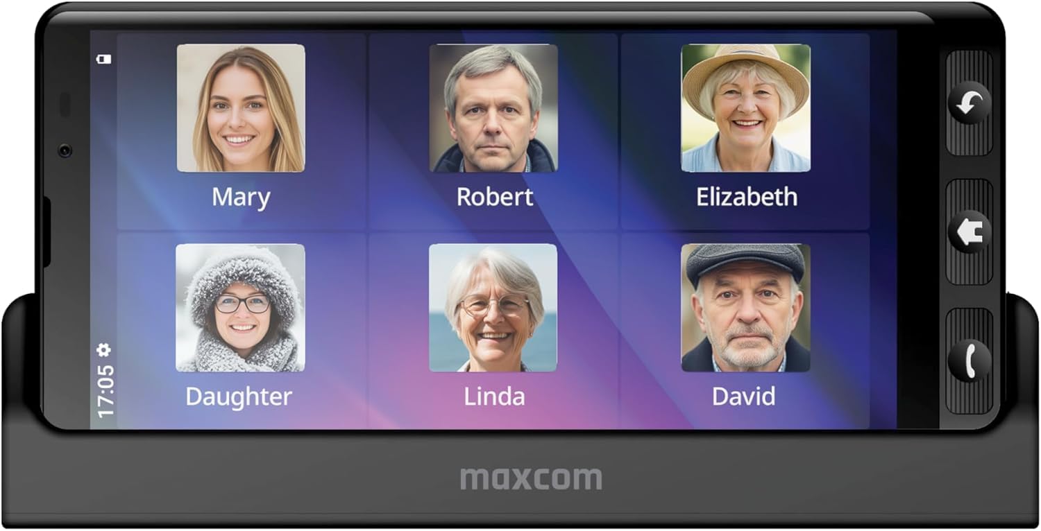 MAXCOM MS601 Smartphone für ältere Menschen mit Whatsapp, große Symbole, SOS-Taste, großes Display, Ladestation, Android 14, Akku 4000 mAh