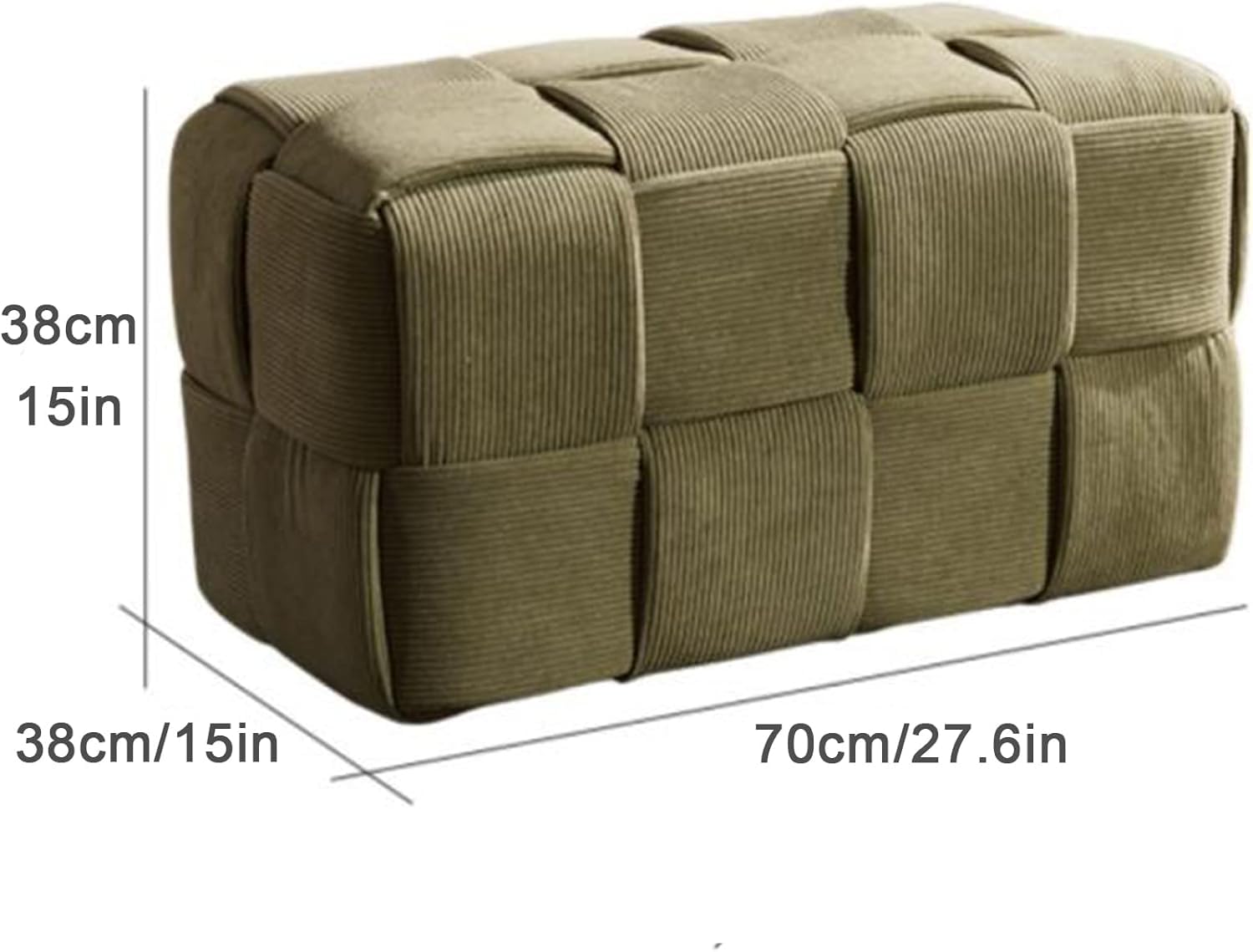 Pouf ottomano imbottito in velluto, realizzato a mano, stile moderno, imbottito, quadrato, per soggiorno, camera da letto, ingresso