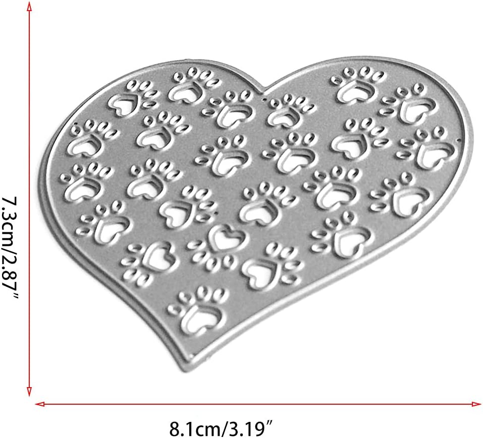 Heart Dog Paw Metal Die Cuts,Cutting Dies for Card Making Clearance,Embossing Dies for Scrapbooking, DIY Album Paper Cards Art Craft Decoration