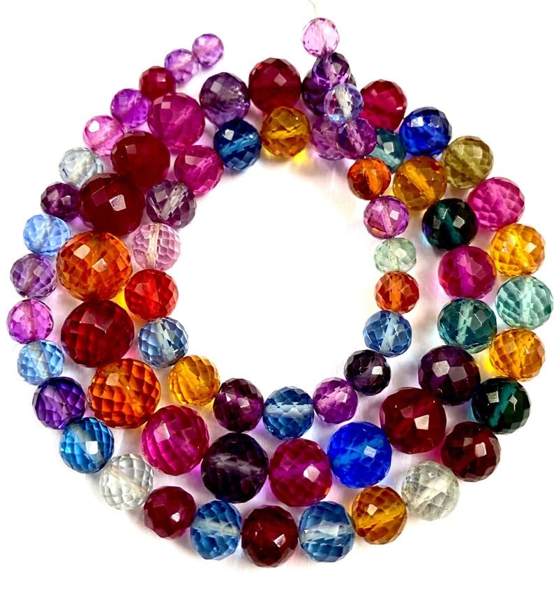 Multi-saphir naturel en perles rondes facettées de 5-9mm pour enfilage et loisirs créatifs DIY