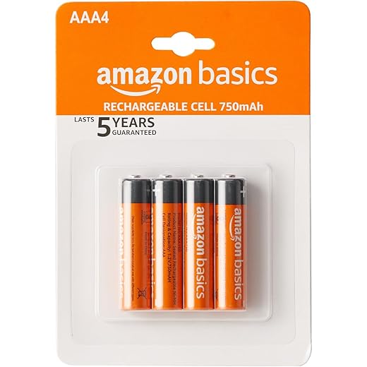 Amazon Basics AAA Rechargeable Batteries 750mAh Pack of 4
