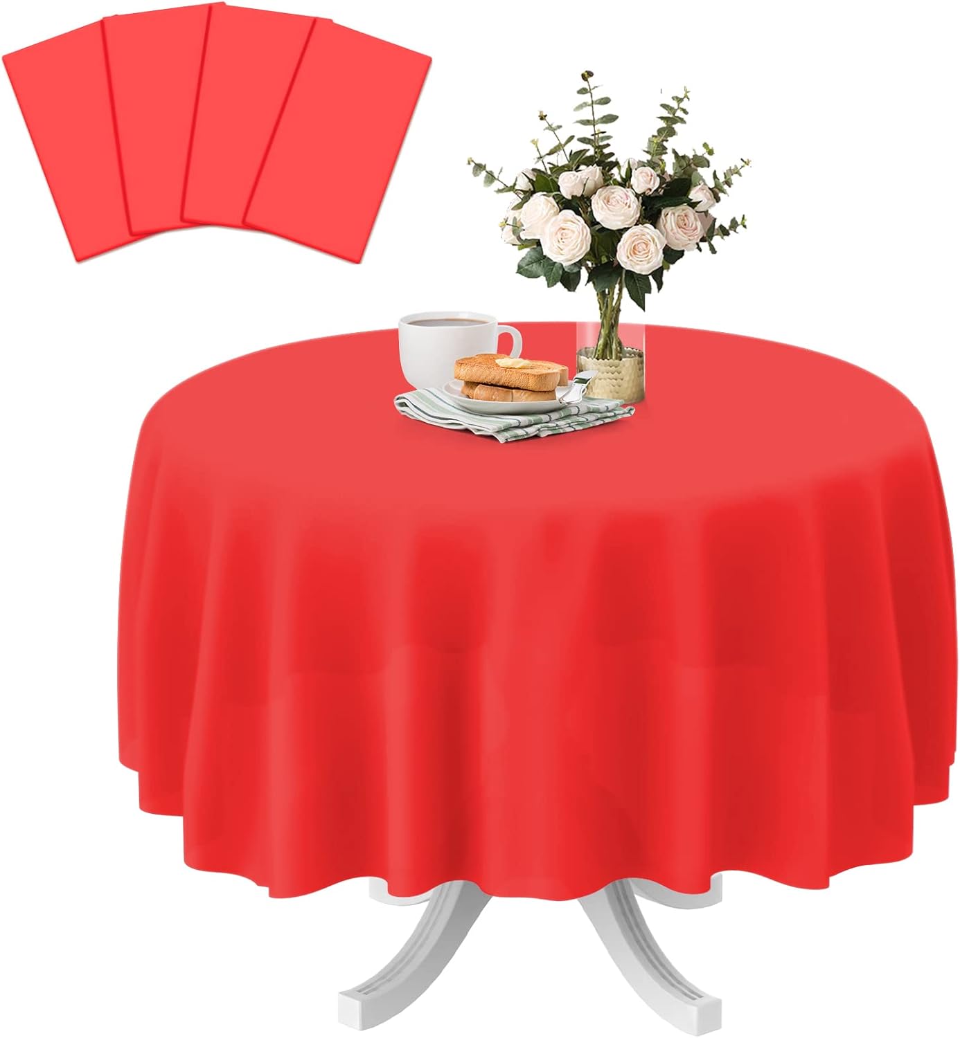 WenYa 4 Pack Semicircle Disposable Tablecloths, 84" Plastic Disposable