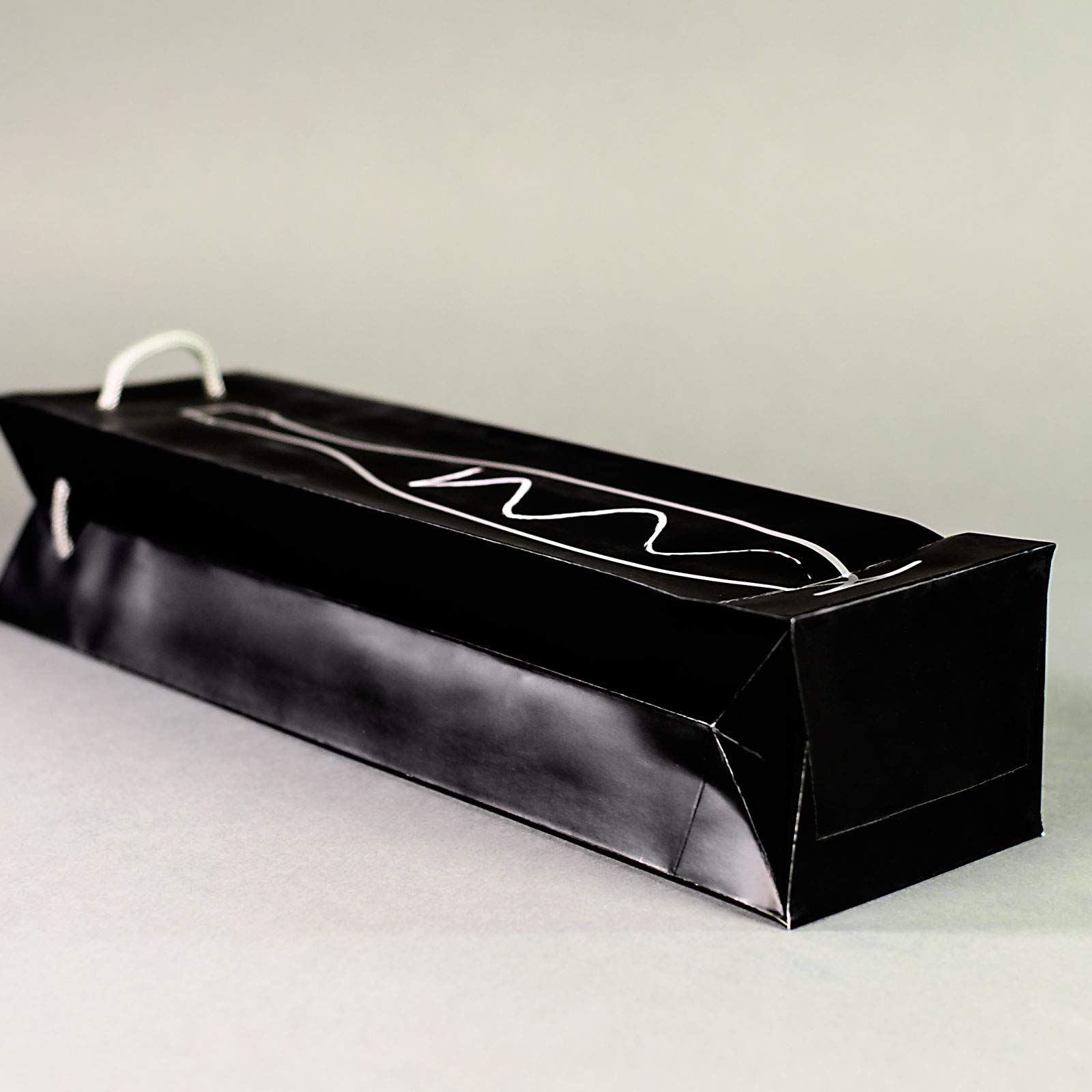 200 x Flaschentaschen schwarz 9,5+6,5x38 cm | Flaschentüten | Geschenktüte Flasche Wein | Weintaschen | HUTNER