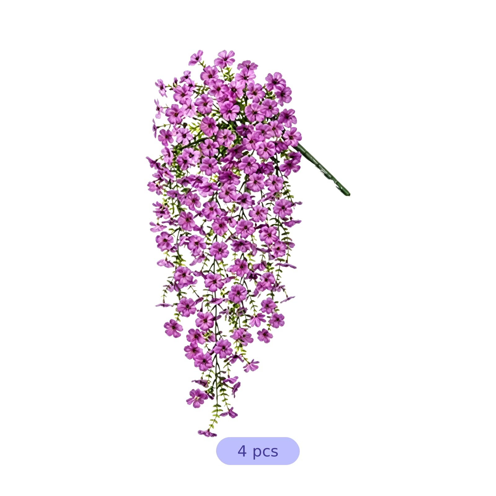 4 STK. Kunstveilchen, künstliche Veilchenpflanzen, sonnenresistent, mit Eukalyptus-Design, natürlich hängende Optik für Veranda, Haustür, Garten, Fenster und Außendeko, für drinnen und draußen
