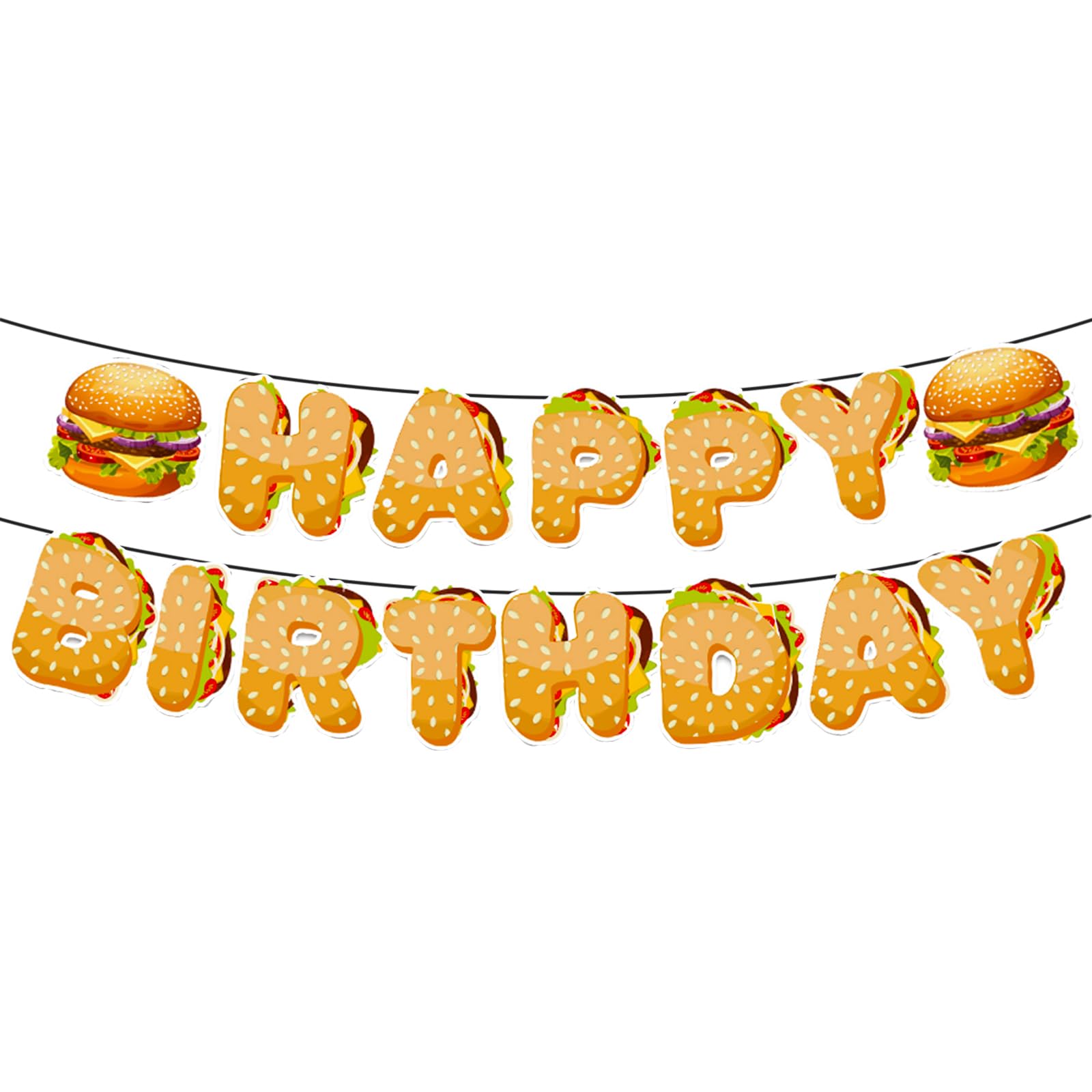 Happy Birthday Banner Hamburger Birthday Party Letter Banners Orange Snacks Themed Party Birthday Supplies Happy Birthday Party Decoration