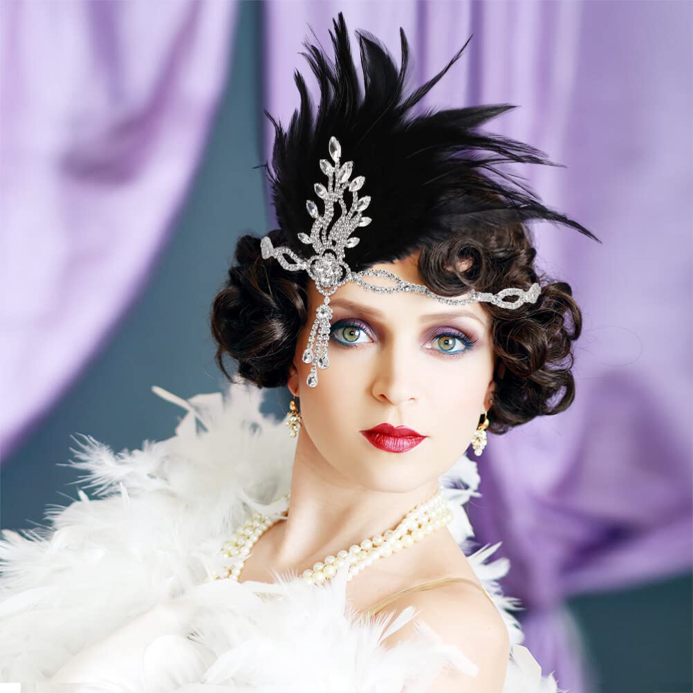 FRCOLOR 1920s Flapper Headpiece Headband Roaring 20s Rhiestones Headdress for Bridal Women Tea Party Prom Halloween Christmas Elegant Jewelry - Image 4