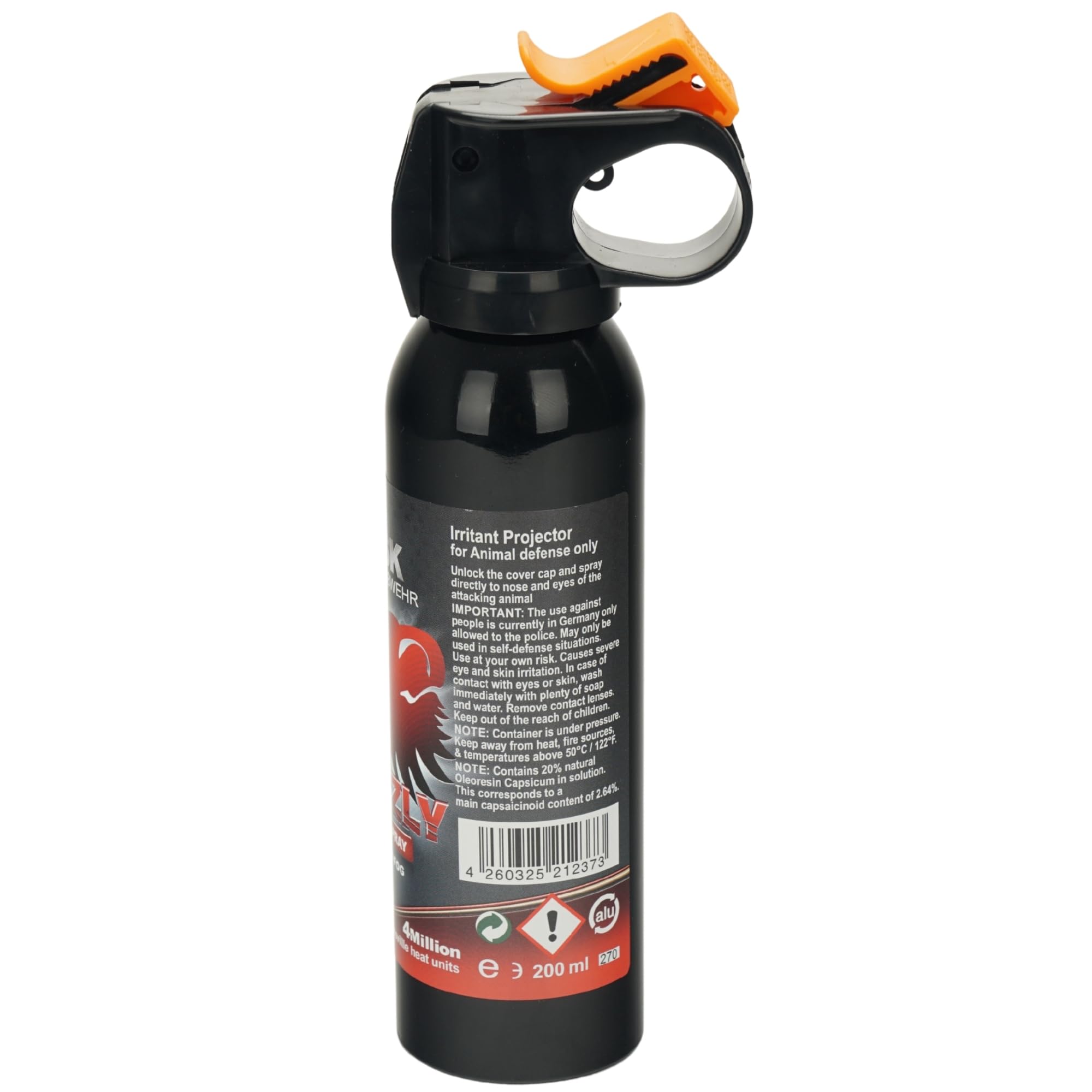 Pfefferspray VESK Grizzly Outdoor High Jet Fog Breitstrahl in verschiedenen Größen zur Heimverteidigung Selbstverteidigung extrem stark 4 Mio. Scoville Bärenverteidiger Bärenabwehrspray