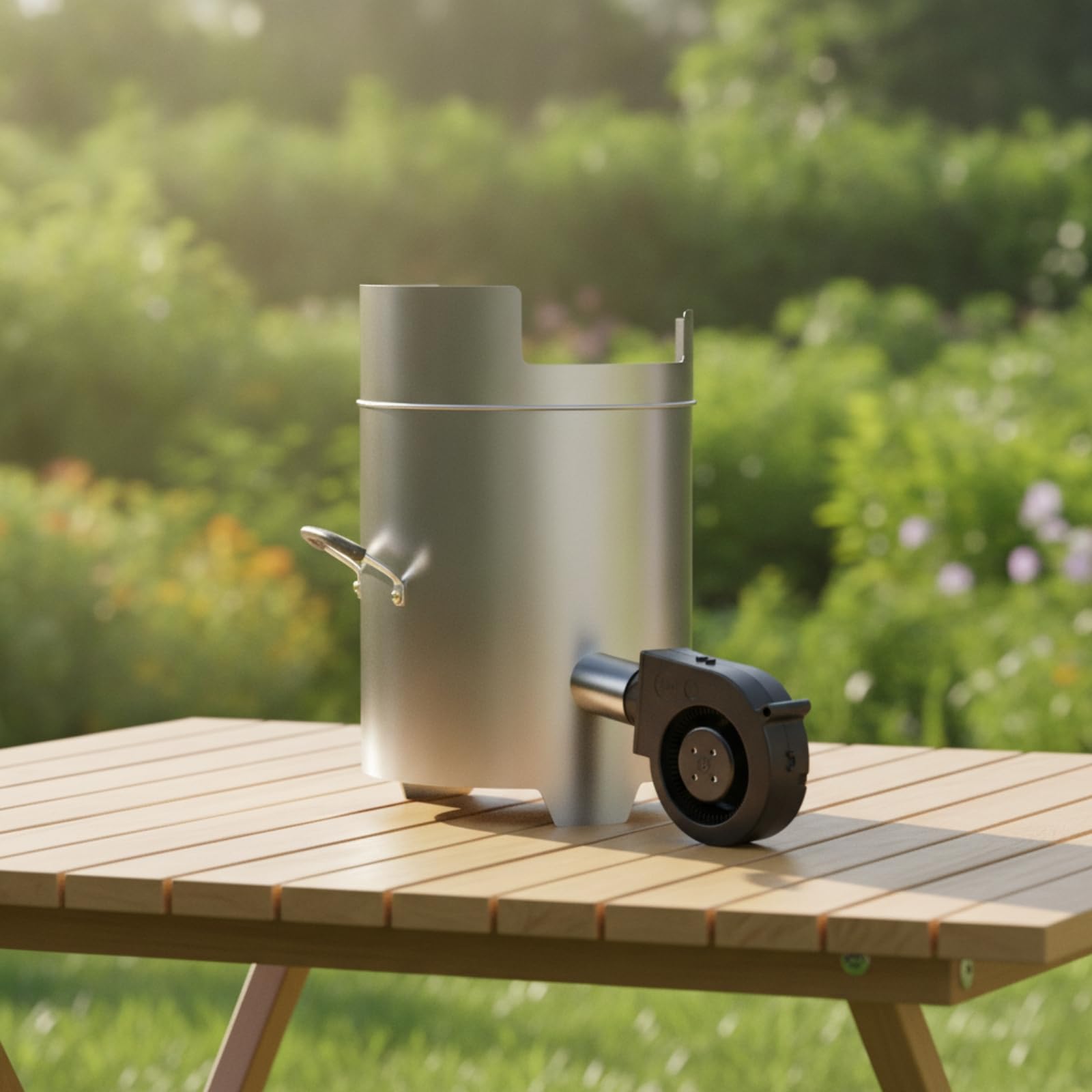 Cocina de Gasificación Portátil para Camping Estufa Hornillo Fogón con y Ventilación Asistida Estructura Resistente de Acero al