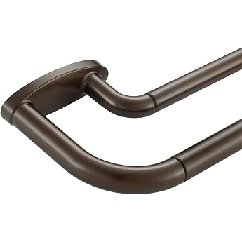 Double Curtain Pole Dark Bronze Room Darkening 28-48 Adjustable 3/4 Front & 5/8 Back High Quality Metal Window Curtain Rod Wrap Design
