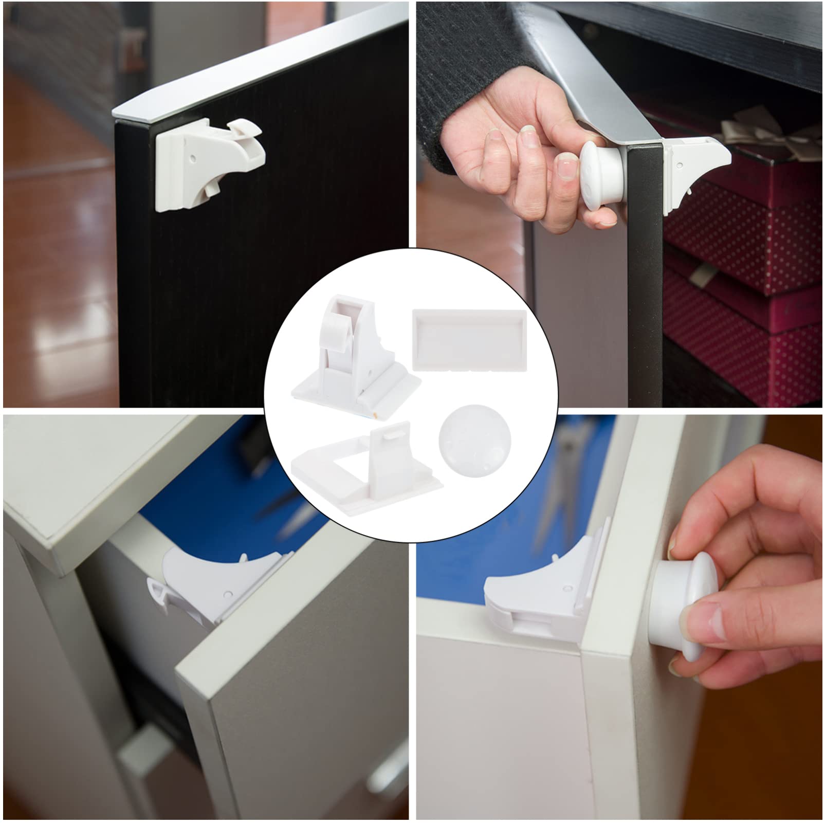 10pezzi Serrature Magnetiche Per Cassetti e Armadi Sicurezza Per Ragazzo Ragazza Con Chiave Protezione Invisibile Per Mobili e Giocattoli Facile Installazione e Alta Praticità