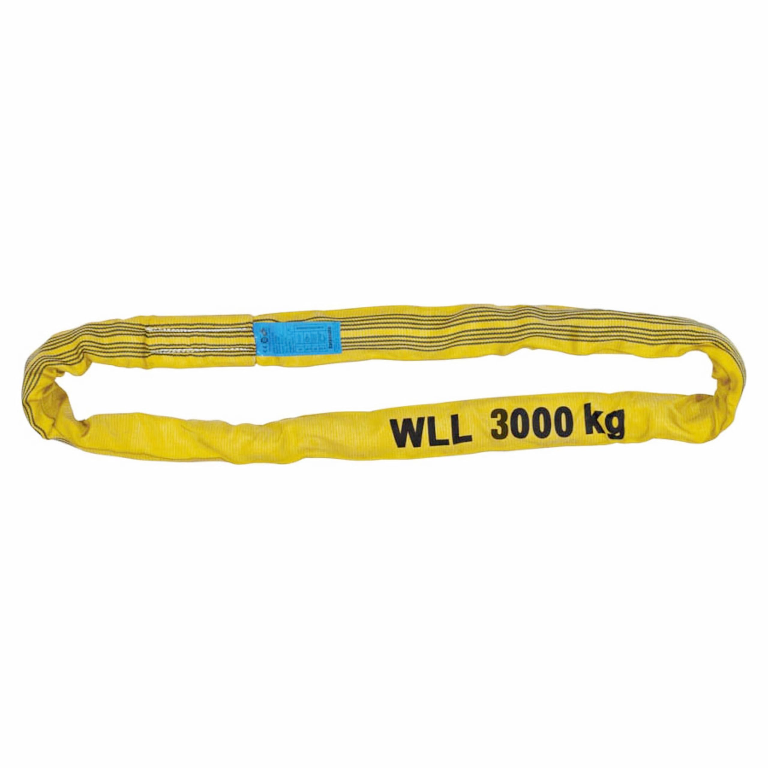 PETEX Round Sling, WLL Load Capacity: 3000 kg, Length 4 m, Circumference 8 m, DIN EN 1492-2, Yellow