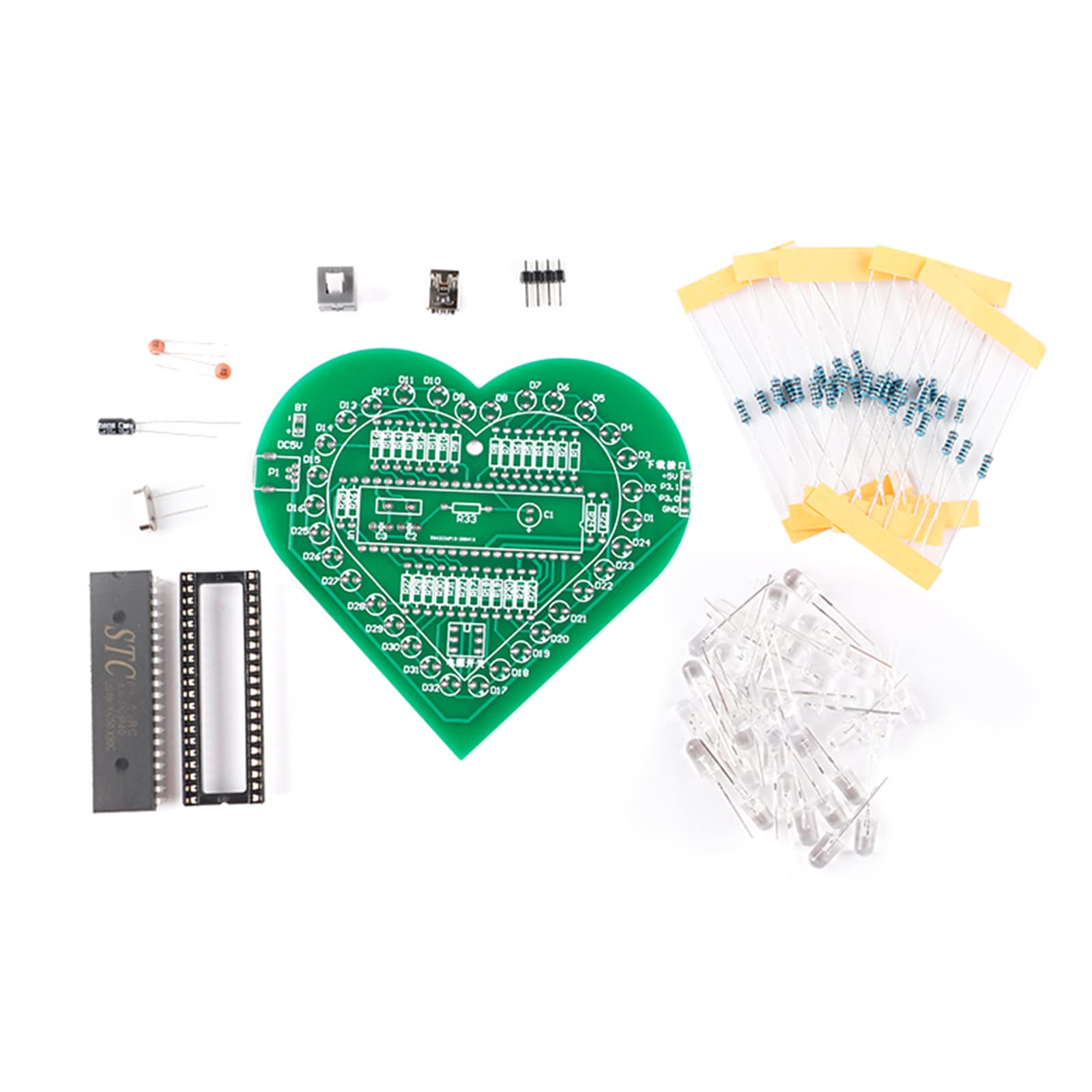 000 EC Buying Colorful Dazzling LED Water Lamp Kit Electronic Circuit Board SCM 51 Single Chip Microcomputer Love Lamp Electronic DIY Welding Production Heart-shaped Lamp Light