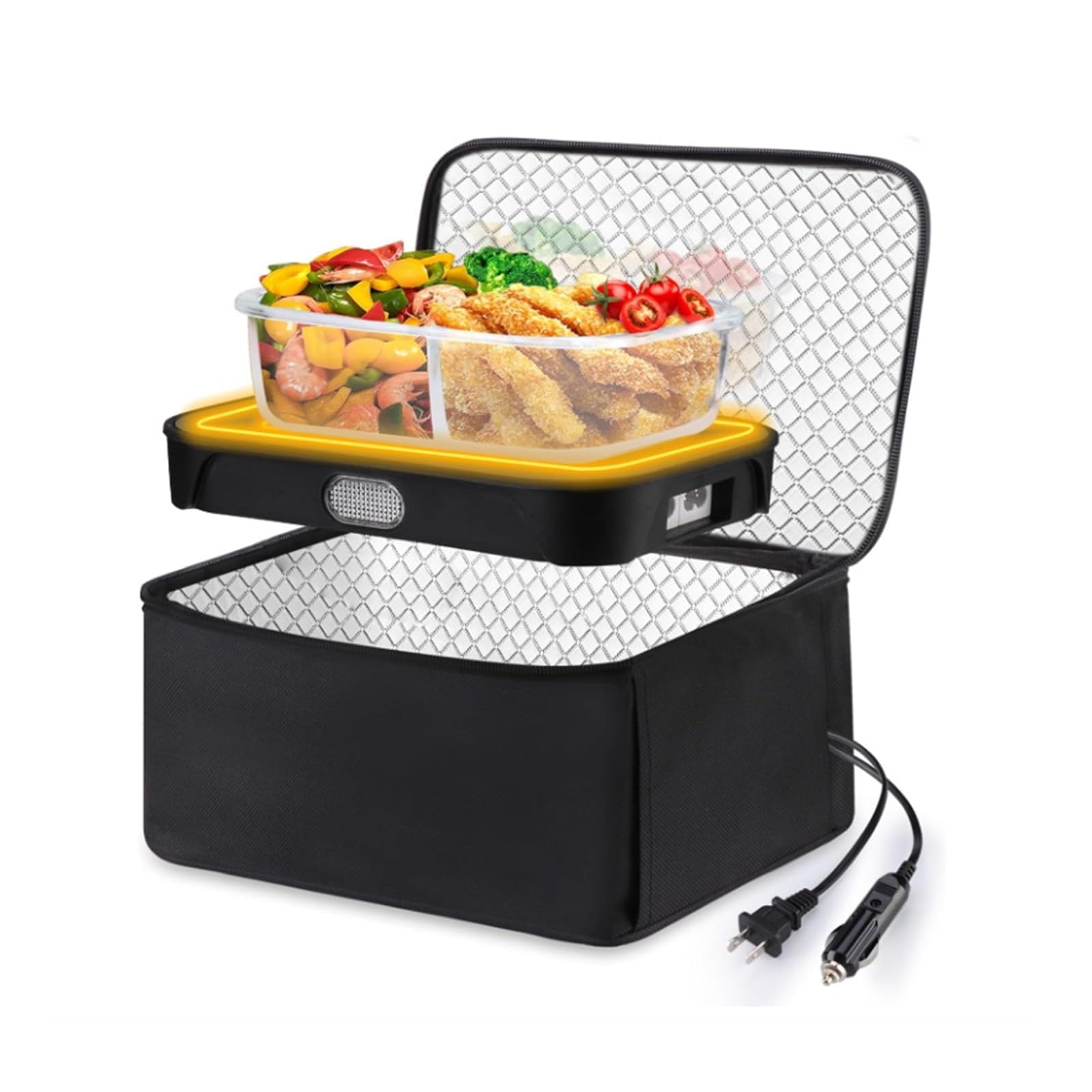 Forno portatile – 12 V/24 V/110 – 120 V, mini scaldavivande elettrico da 80 W, per viaggi, auto, camion, hotel e ufficio