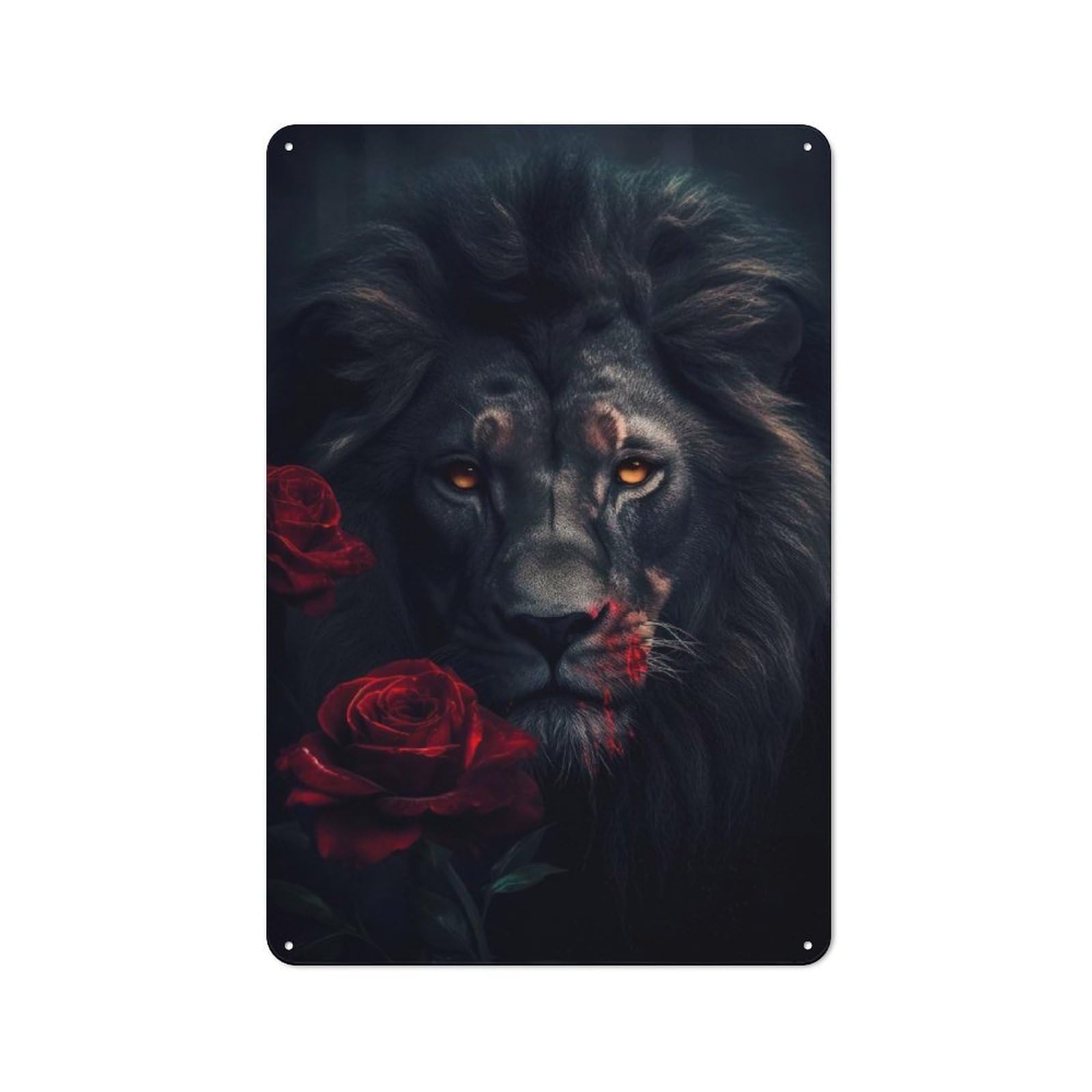 Junmoney The Black Lion Printed Metal Sign 30X20cm For Café Or Restaurant, New-Space Wall Decor For Café Owners And Decorators
