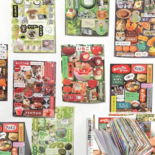 Image of ZURATO 45-Sheet Japanese Sticker Book with 800+ Stickers for DIY Crafts, Planner, Diary, Bullet Journal & Decoration, Retro Aesthetic Scrapbook Stickers for Journaling, (Red 800+ Sricker)