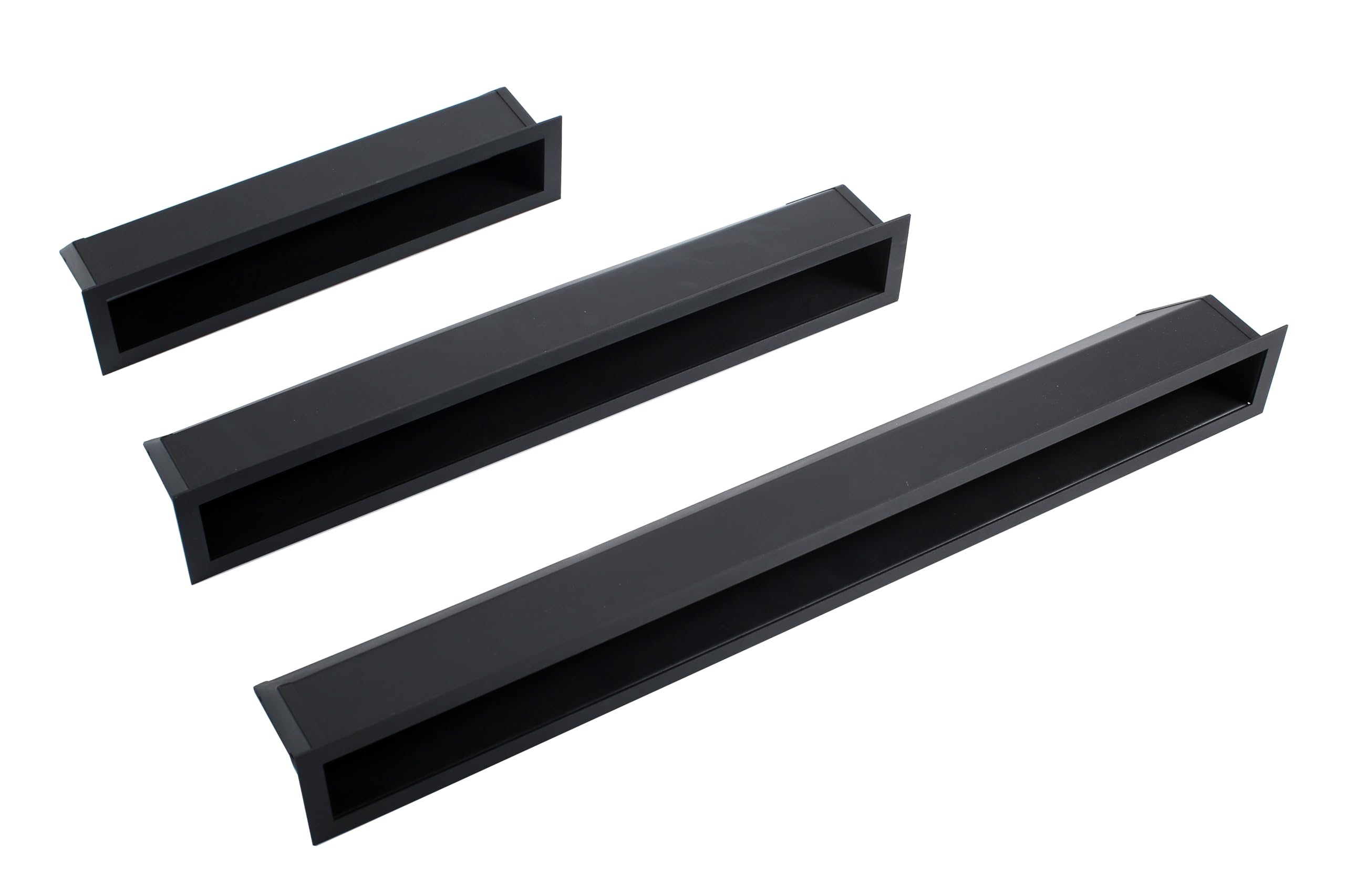 Grille de Ventilation Linéaire Acier Noir RAL 9005 – 60 x 9 cm. | Format linéaire allongé - diffusion d’air chaud - cheminée insert poêle - acier thermolaqué 200 °C