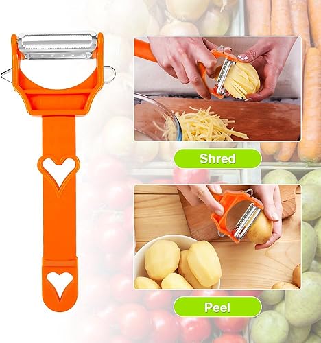 Miniatura 5 de Juego de utensilios de cocina multifuncionales, pelador multifuncional 3 en 1, pelador de una sola hoja, exprimidor de limón, pelador de patatas,