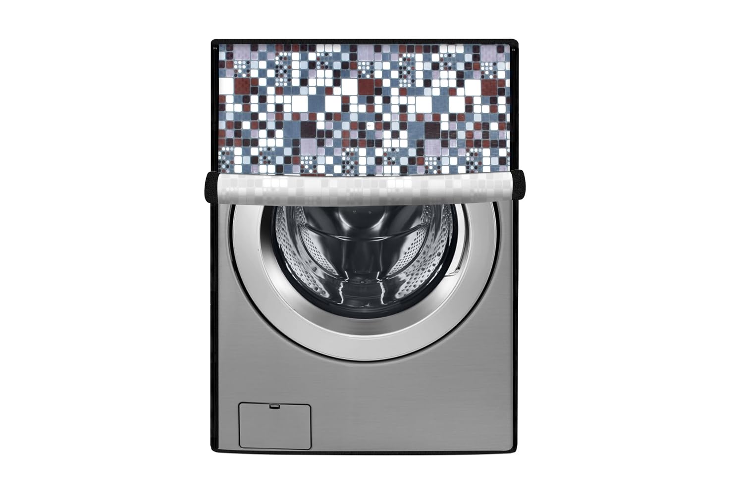 Stylista Washing Machine Cover Compatible for 6.5 KG Fully-Automatic Front Loading Elena ZSS 6510, Abstract Pattern Grey