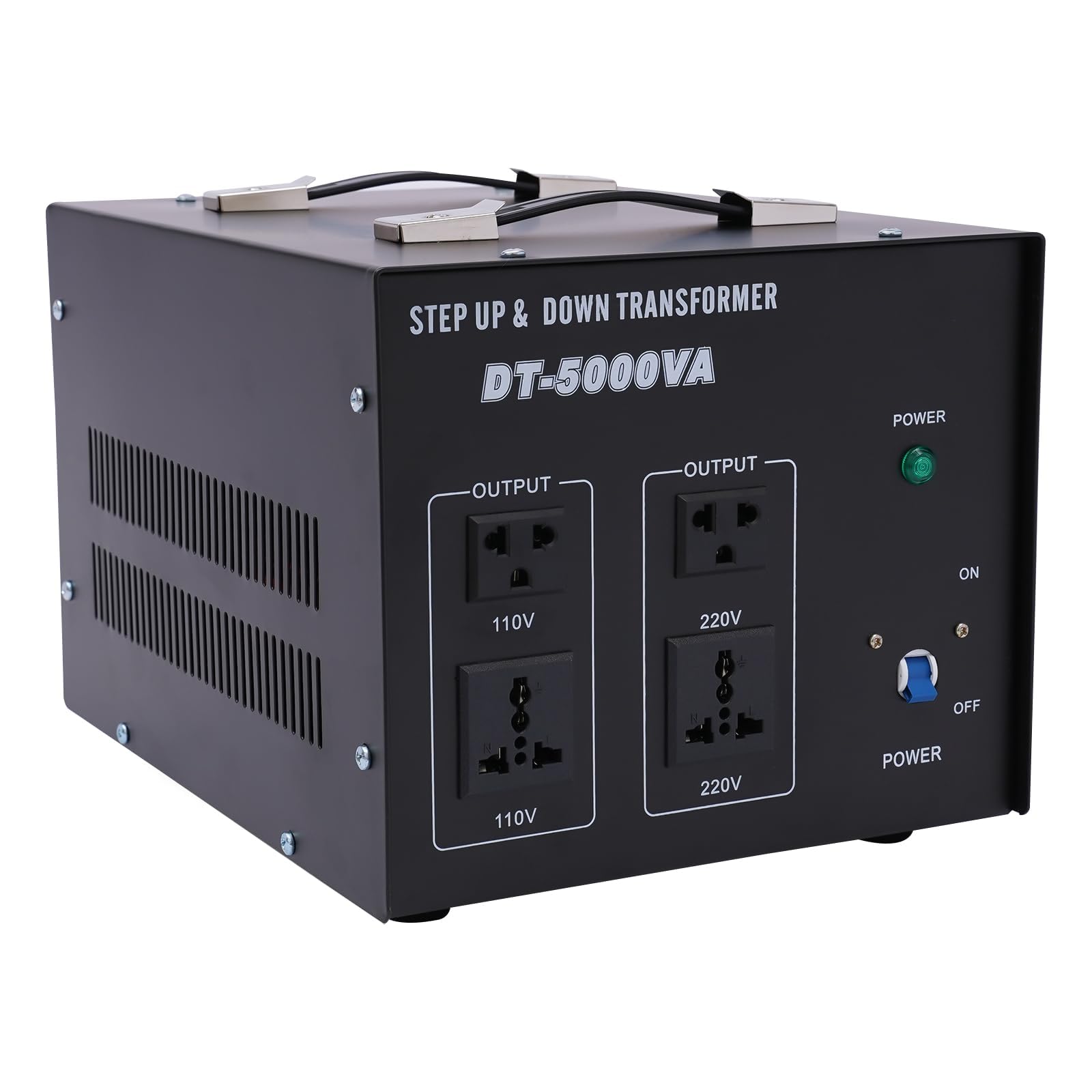 Trasformatore di tensione da 5000 W, 110 V, 220 V, con 4 prese, trasformatore da viaggio per tutti i dispositivi, elettrodomestici