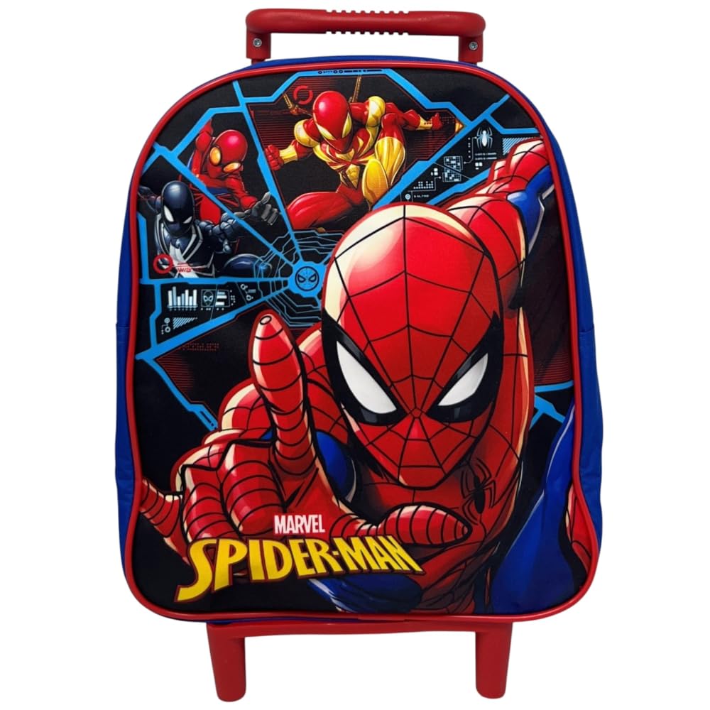 Sac à dos avec trolley sac pour la maternelle sac à dos 28 cm avec roues et poignée extensible, Spiderman, 28 cm